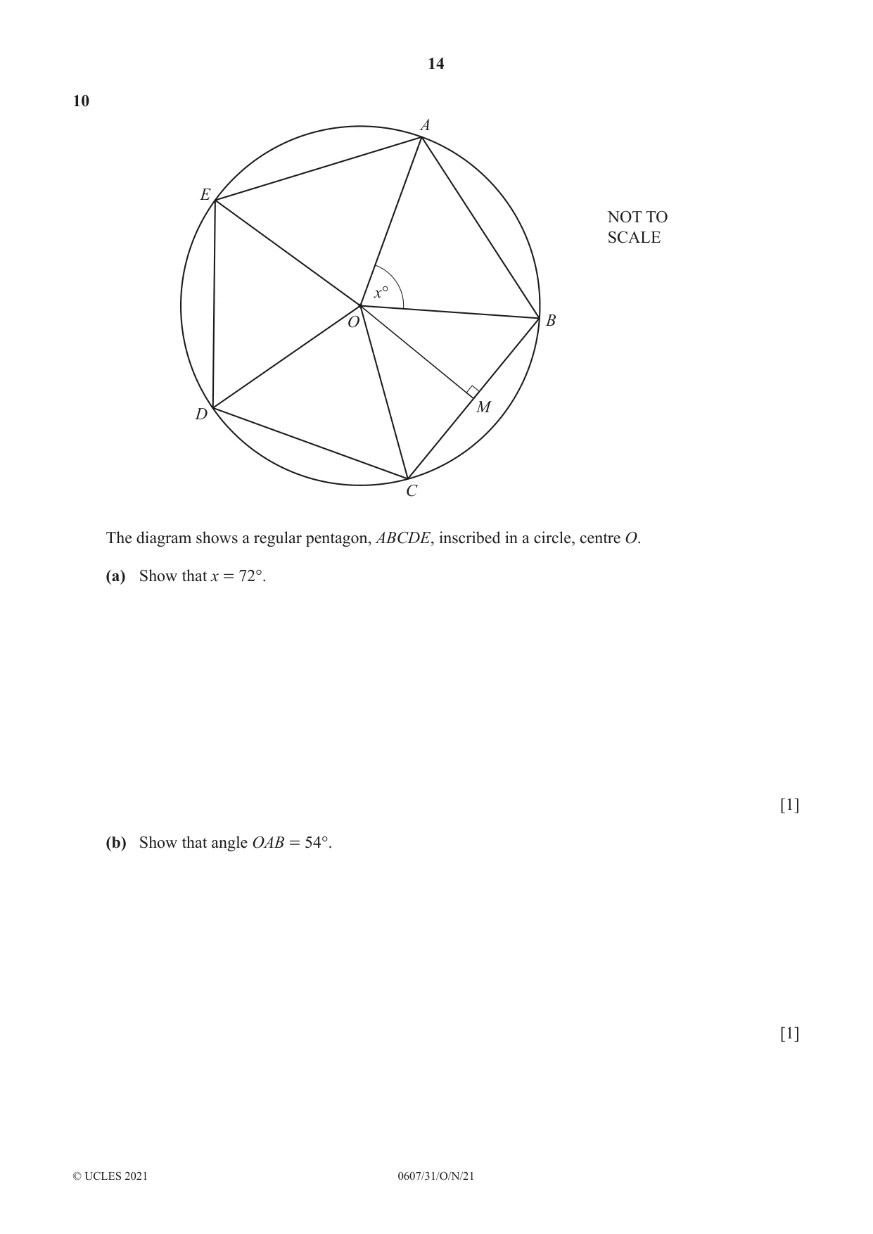 Cambridge IGCSE Mathematics - International 0607 2021 Oct/Nov Paper 3 · Variant 1 question paper, page 14 of 20