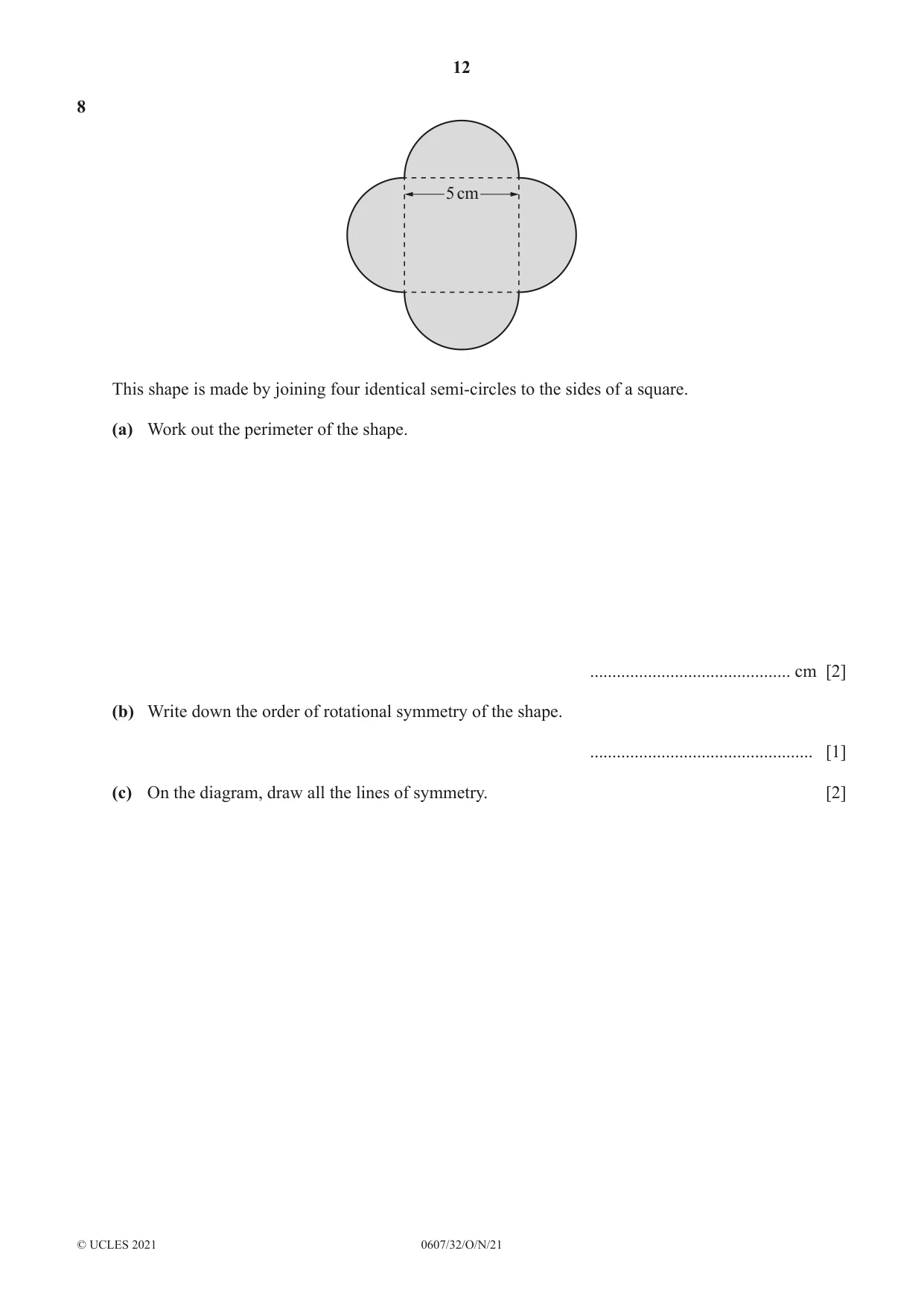 Cambridge IGCSE Mathematics - International 0607 2021 Oct/Nov Paper 3 · Variant 2 question paper, page 12 of 16