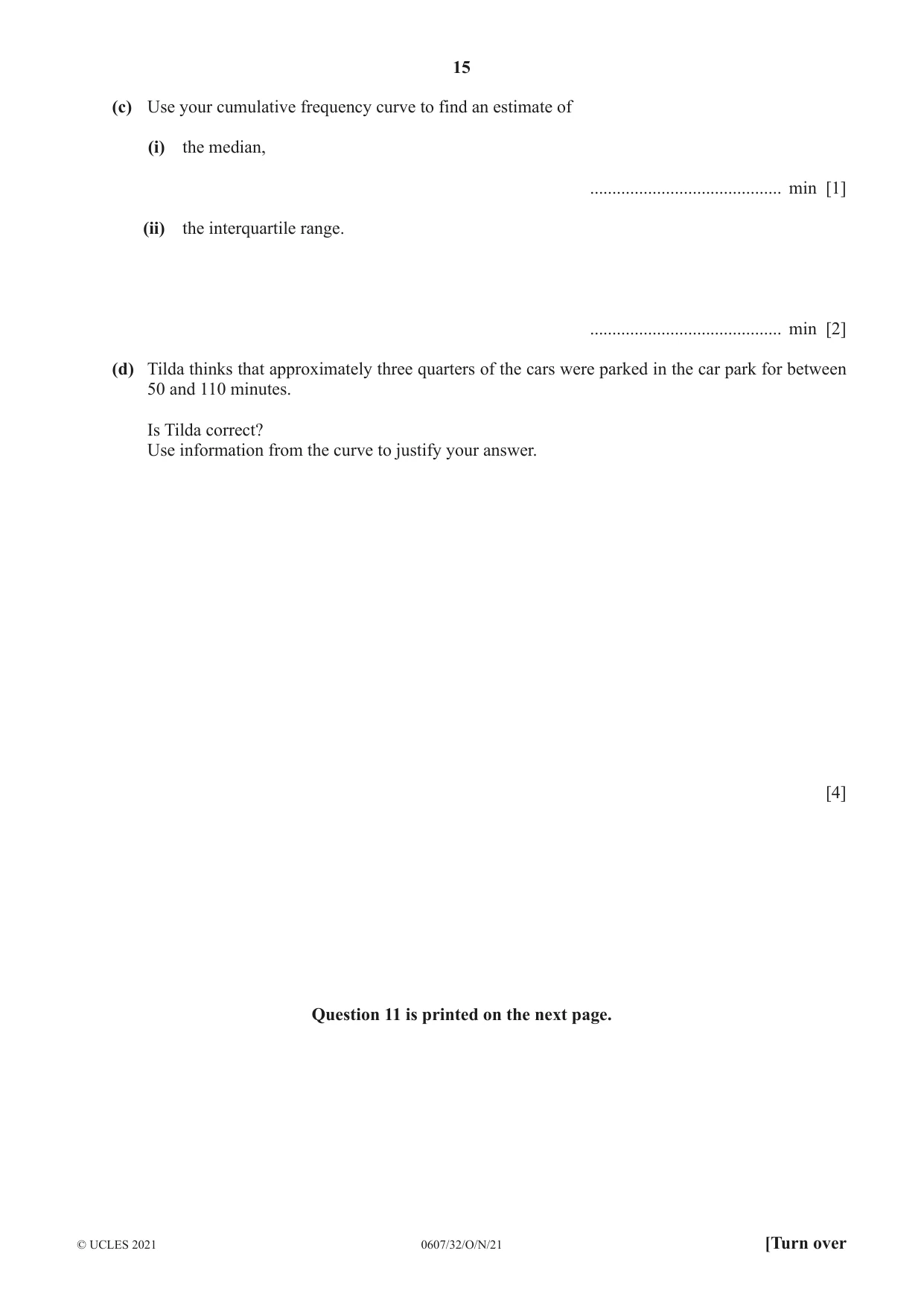 Cambridge IGCSE Mathematics - International 0607 2021 Oct/Nov Paper 3 · Variant 2 question paper, page 15 of 16