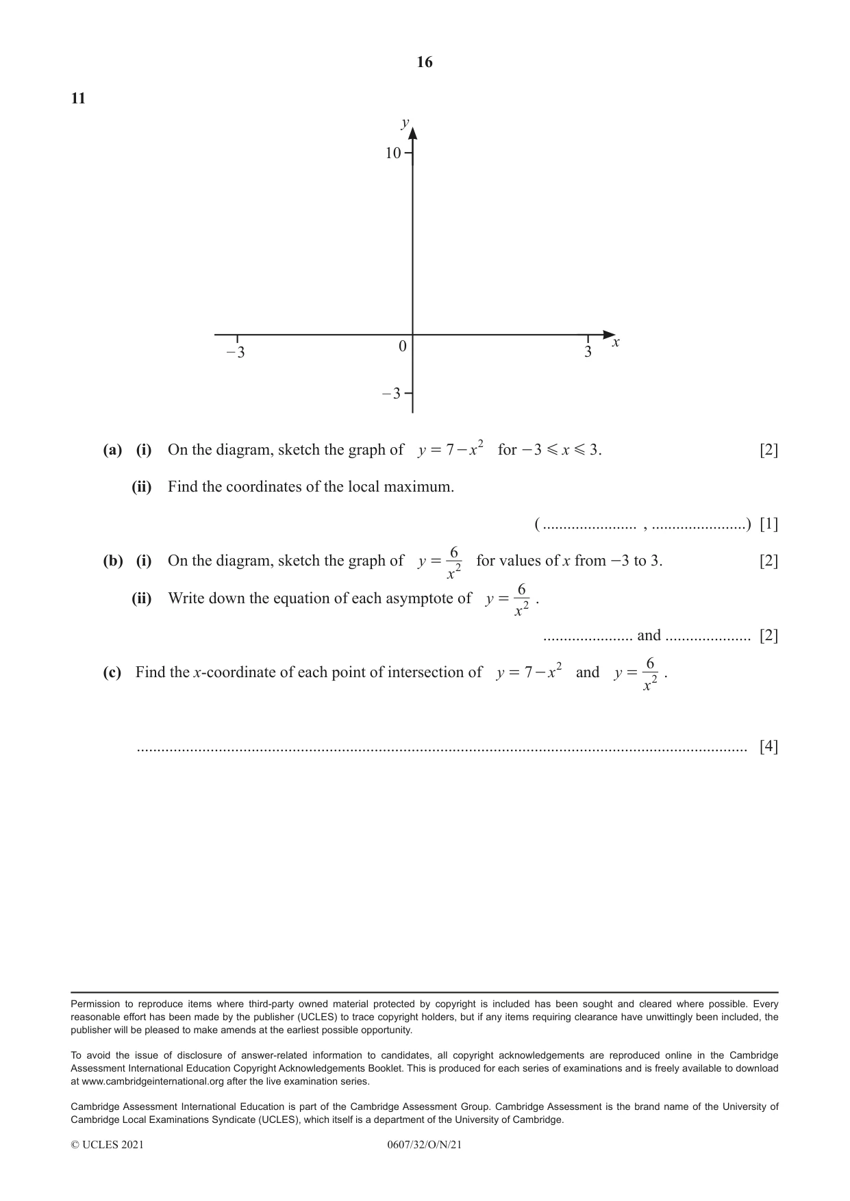 Cambridge IGCSE Mathematics - International 0607 2021 Oct/Nov Paper 3 · Variant 2 question paper, page 16 of 16