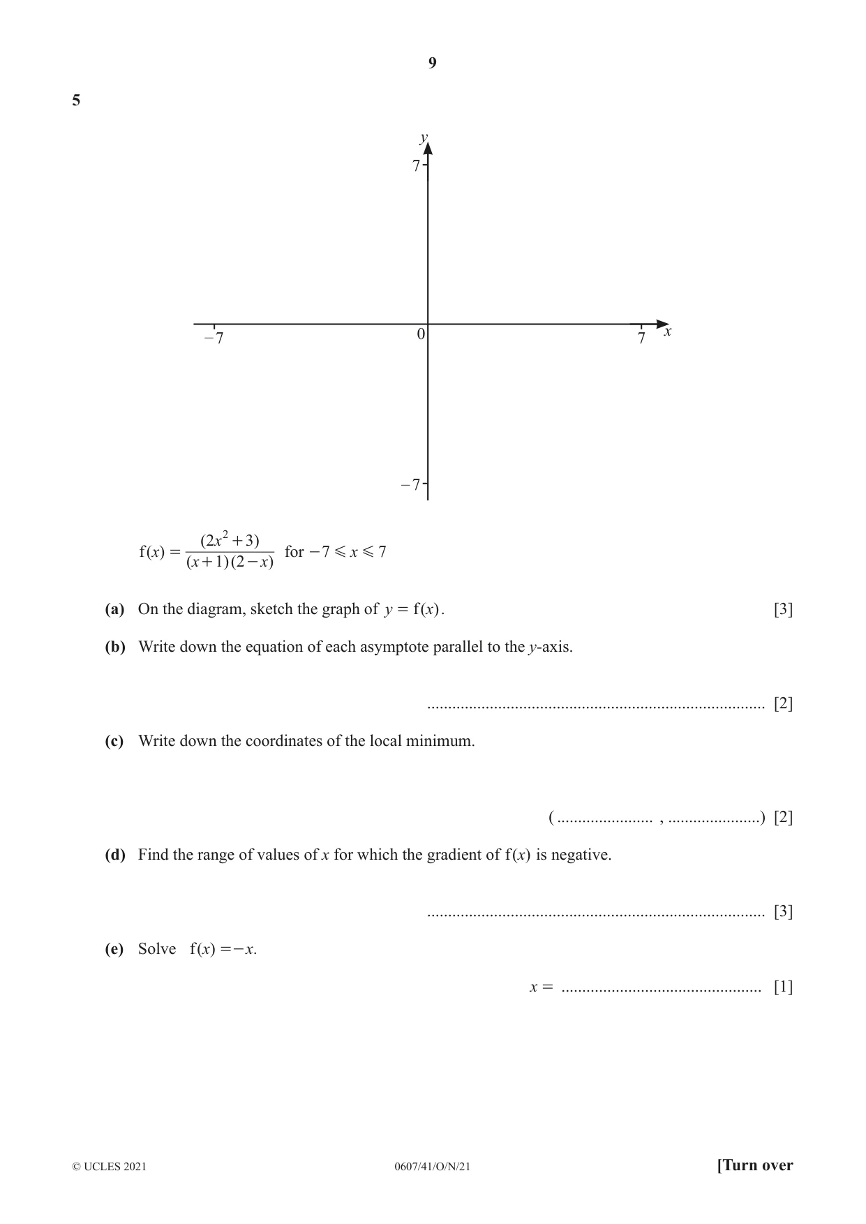 Cambridge IGCSE Mathematics - International 0607 2021 Oct/Nov Paper 4 · Variant 1 question paper, page 9 of 20