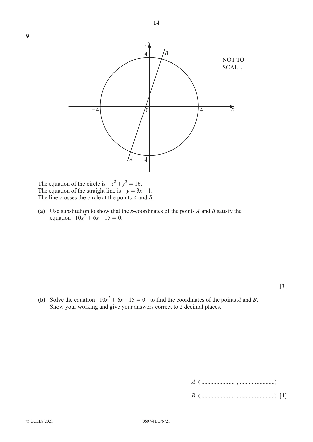 Cambridge IGCSE Mathematics - International 0607 2021 Oct/Nov Paper 4 · Variant 1 question paper, page 14 of 20