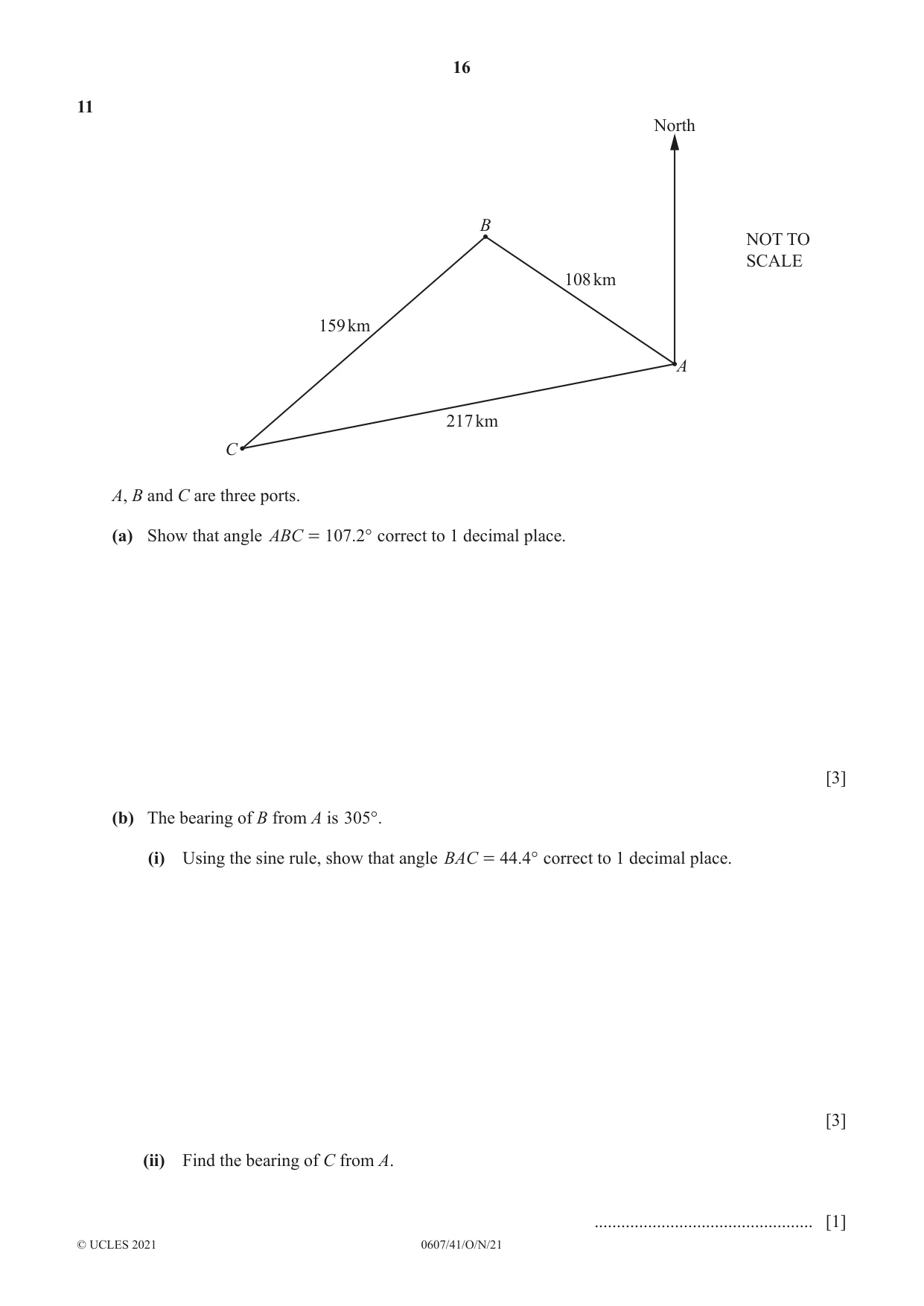 Cambridge IGCSE Mathematics - International 0607 2021 Oct/Nov Paper 4 · Variant 1 question paper, page 16 of 20