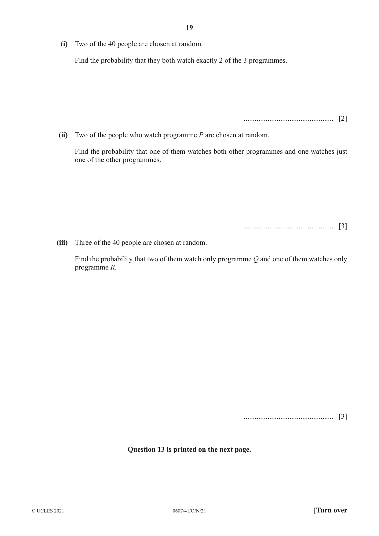 Cambridge IGCSE Mathematics - International 0607 2021 Oct/Nov Paper 4 · Variant 1 question paper, page 19 of 20