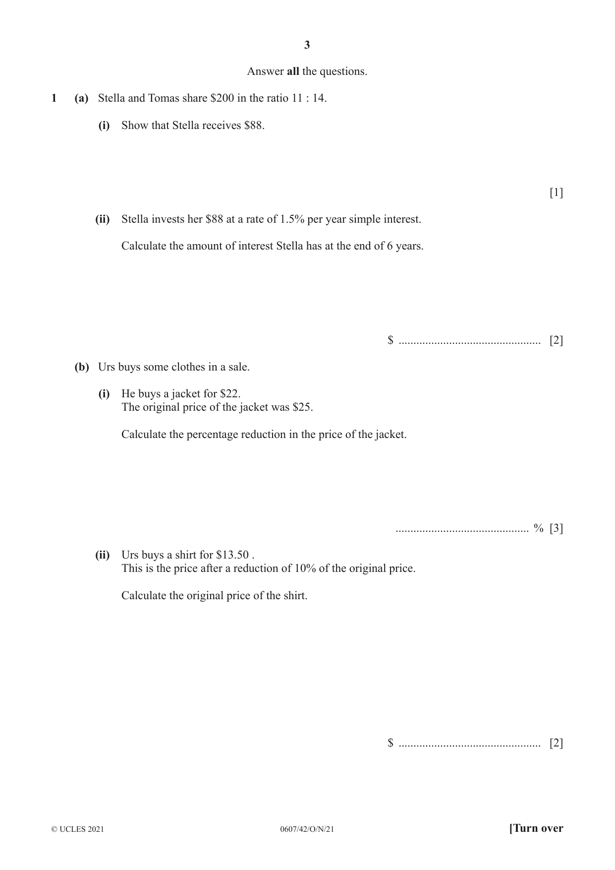 Cambridge IGCSE Mathematics - International 0607 2021 Oct/Nov Paper 4 · Variant 2 question paper, page 3 of 20