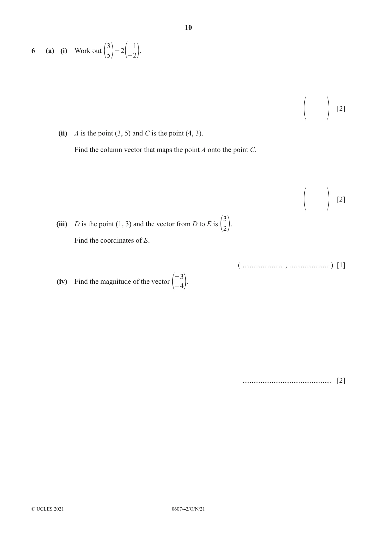 Cambridge IGCSE Mathematics - International 0607 2021 Oct/Nov Paper 4 · Variant 2 question paper, page 10 of 20