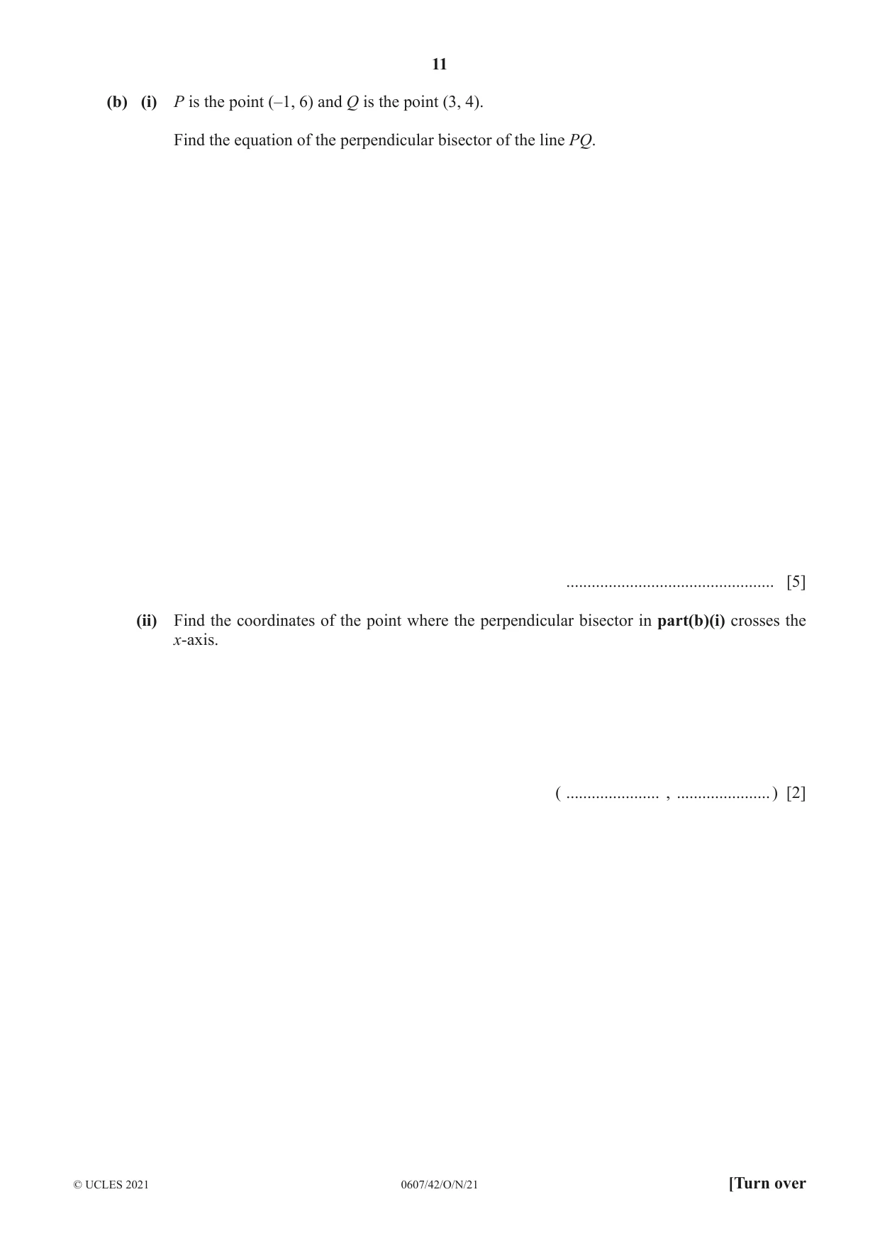 Cambridge IGCSE Mathematics - International 0607 2021 Oct/Nov Paper 4 · Variant 2 question paper, page 11 of 20
