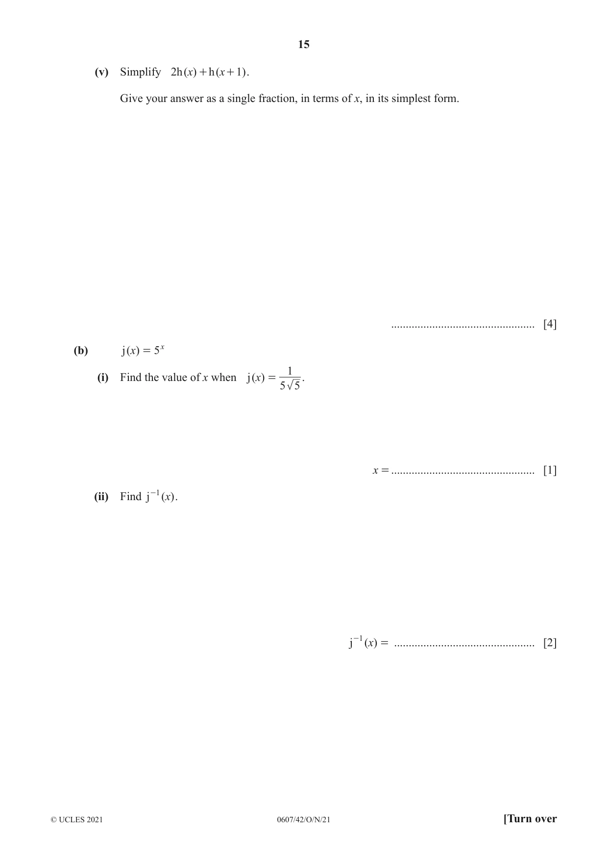 Cambridge IGCSE Mathematics - International 0607 2021 Oct/Nov Paper 4 · Variant 2 question paper, page 15 of 20