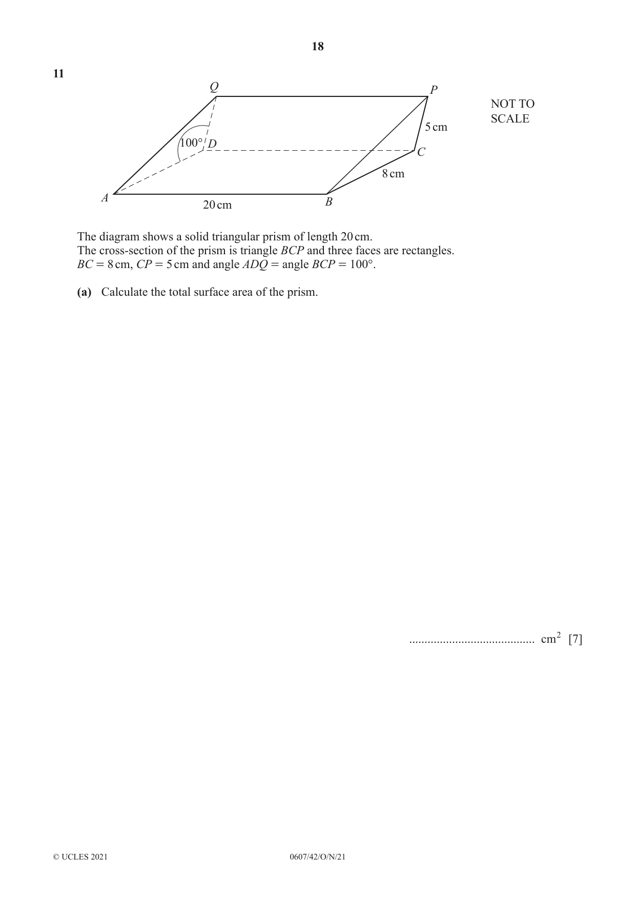 Cambridge IGCSE Mathematics - International 0607 2021 Oct/Nov Paper 4 · Variant 2 question paper, page 18 of 20