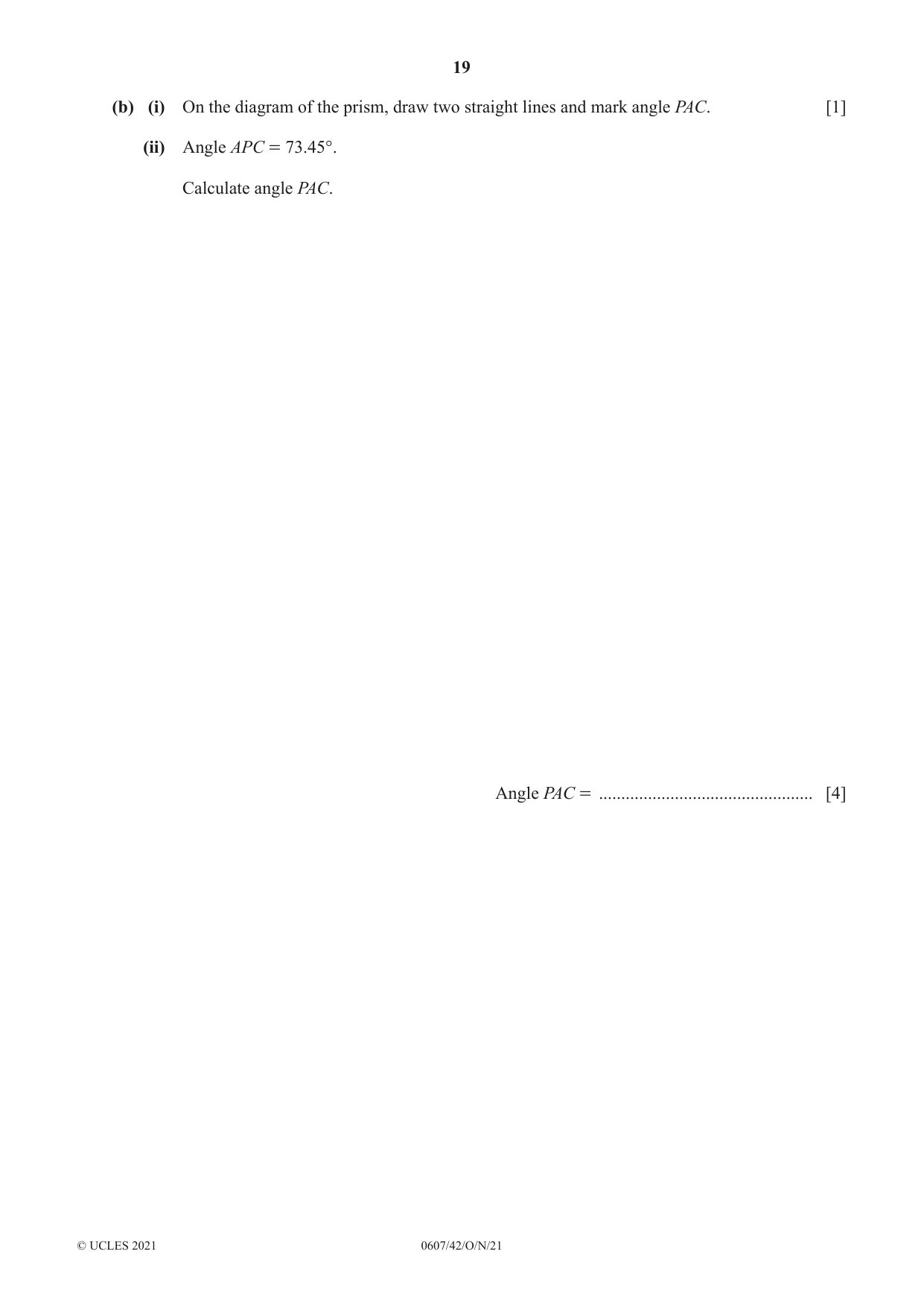 Cambridge IGCSE Mathematics - International 0607 2021 Oct/Nov Paper 4 · Variant 2 question paper, page 19 of 20