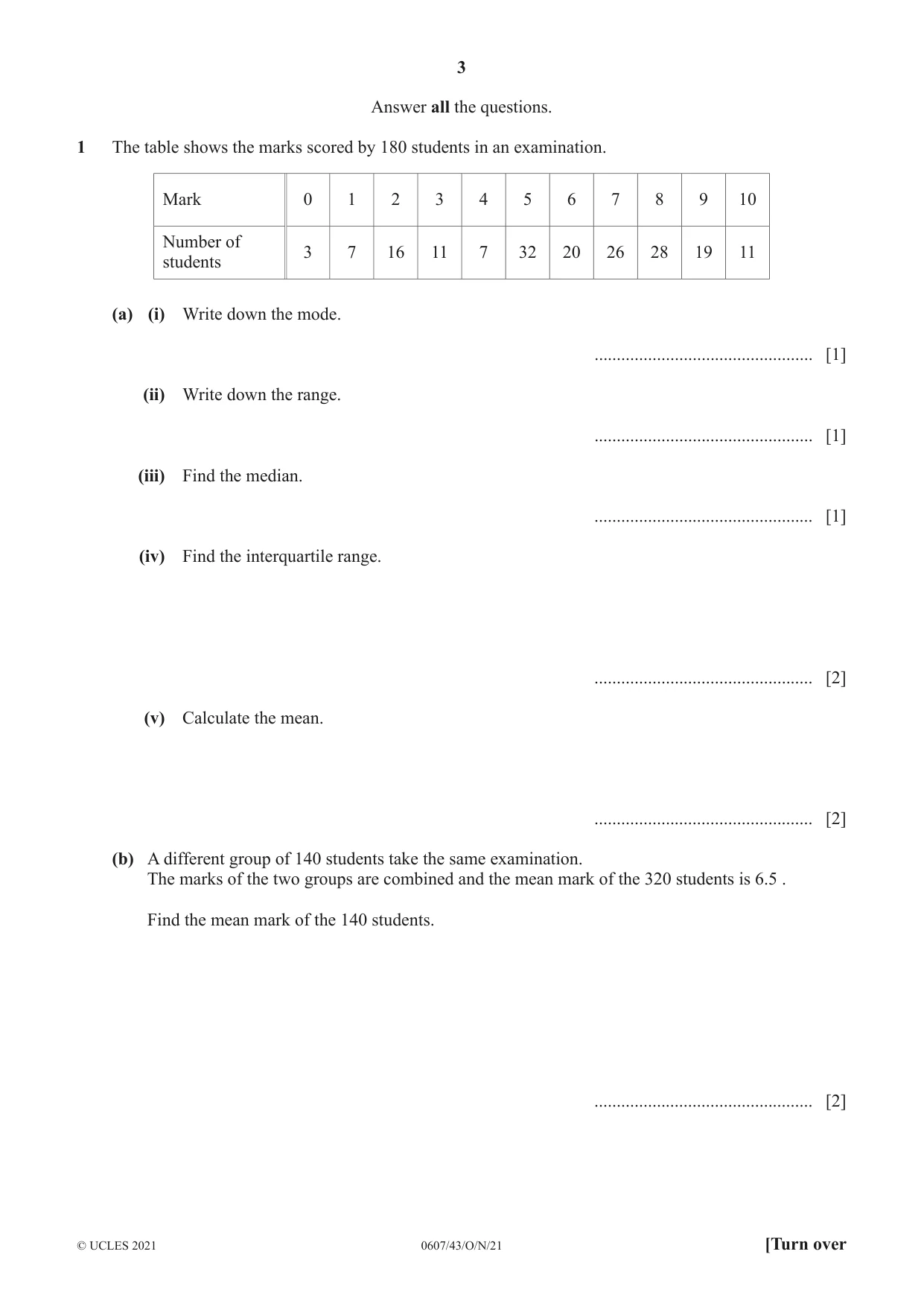 Cambridge IGCSE Mathematics - International 0607 2021 Oct/Nov Paper 4 · Variant 3 question paper, page 3 of 20