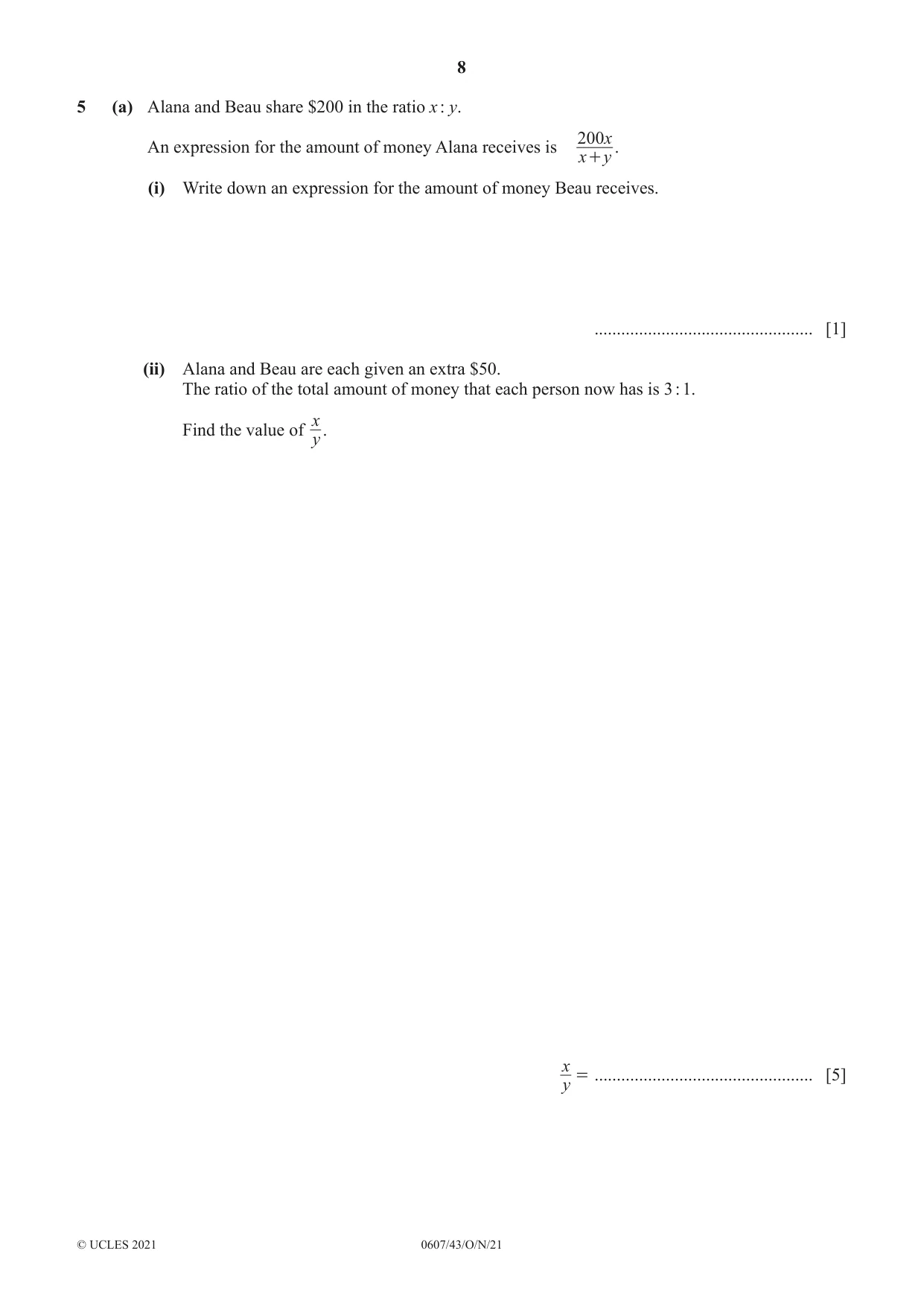 Cambridge IGCSE Mathematics - International 0607 2021 Oct/Nov Paper 4 · Variant 3 question paper, page 8 of 20