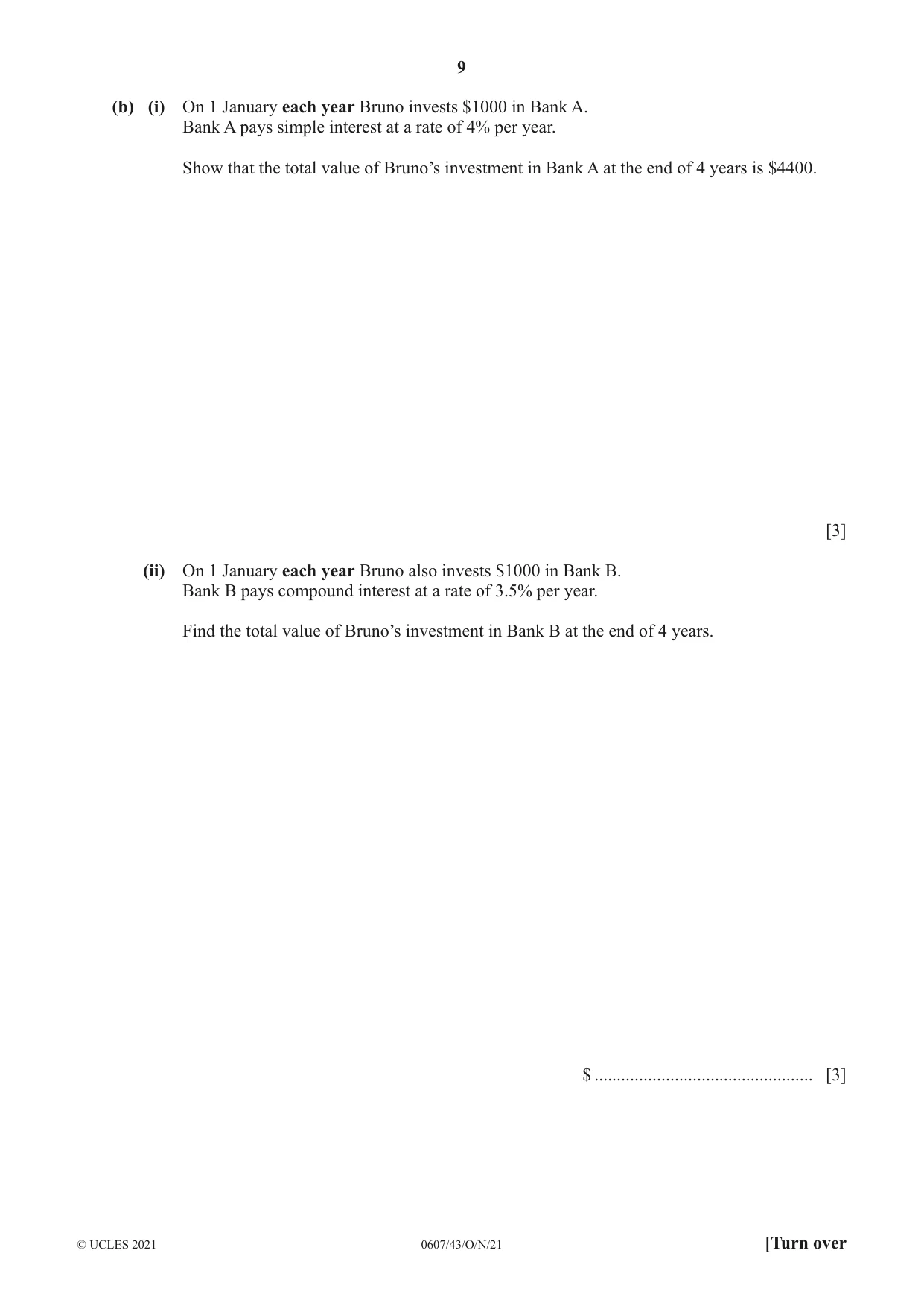 Cambridge IGCSE Mathematics - International 0607 2021 Oct/Nov Paper 4 · Variant 3 question paper, page 9 of 20