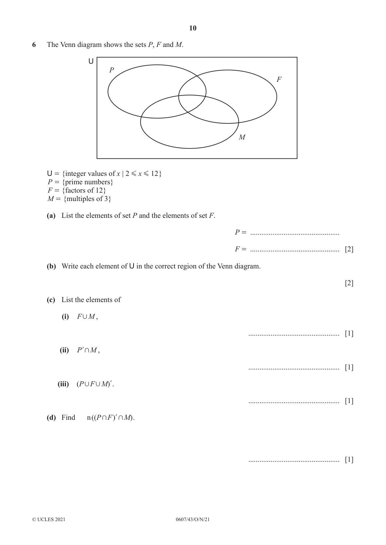 Cambridge IGCSE Mathematics - International 0607 2021 Oct/Nov Paper 4 · Variant 3 question paper, page 10 of 20