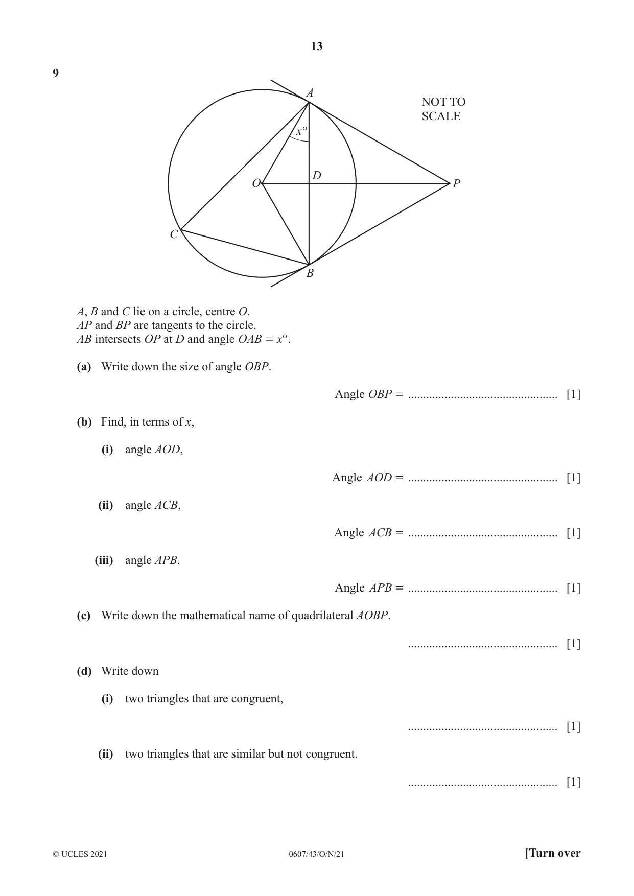 Cambridge IGCSE Mathematics - International 0607 2021 Oct/Nov Paper 4 · Variant 3 question paper, page 13 of 20