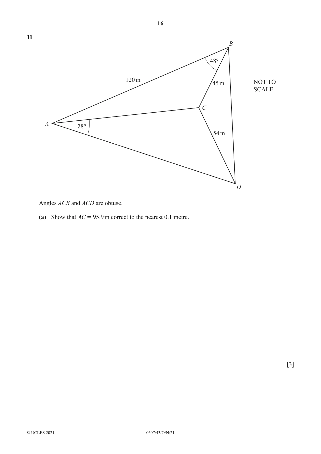 Cambridge IGCSE Mathematics - International 0607 2021 Oct/Nov Paper 4 · Variant 3 question paper, page 16 of 20