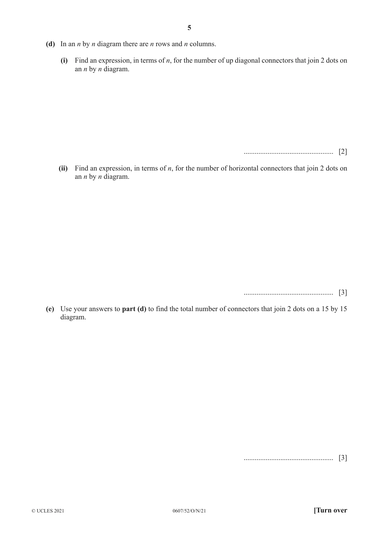 Cambridge IGCSE Mathematics - International 0607 2021 Oct/Nov Paper 5 · Variant 2 question paper, page 5 of 8