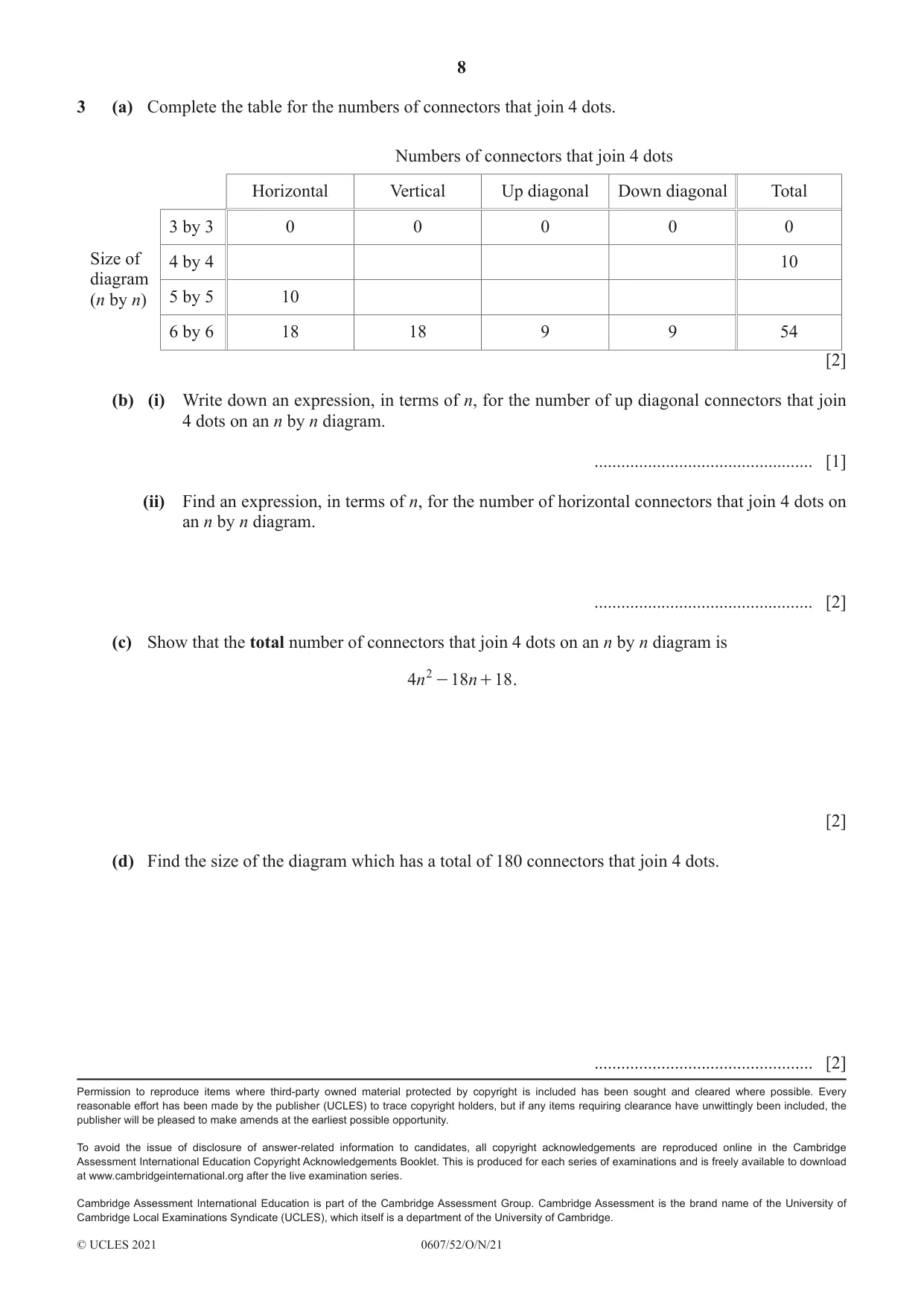 Cambridge IGCSE Mathematics - International 0607 2021 Oct/Nov Paper 5 · Variant 2 question paper, page 8 of 8