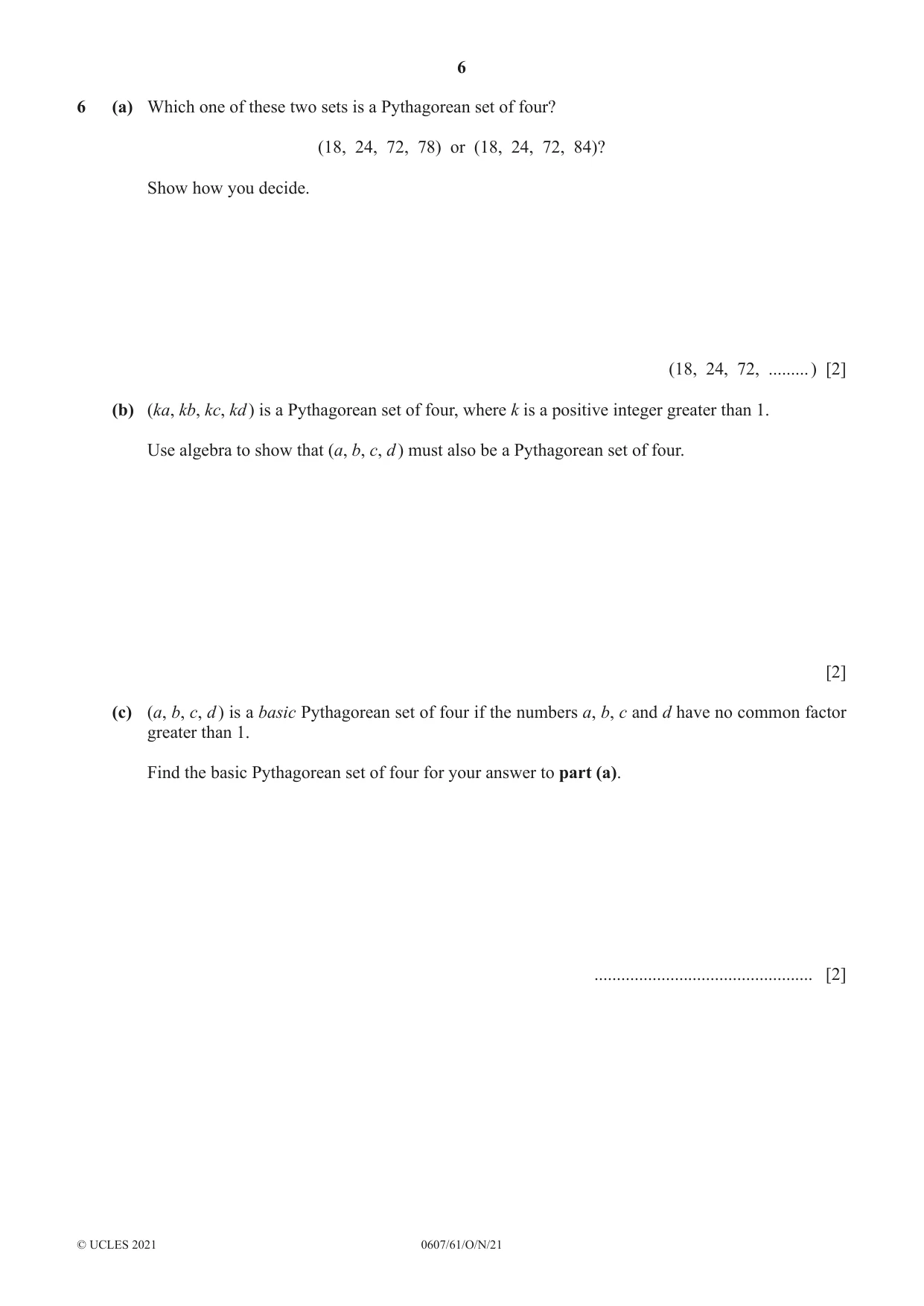Cambridge IGCSE Mathematics - International 0607 2021 Oct/Nov Paper 6 · Variant 1 question paper, page 6 of 12