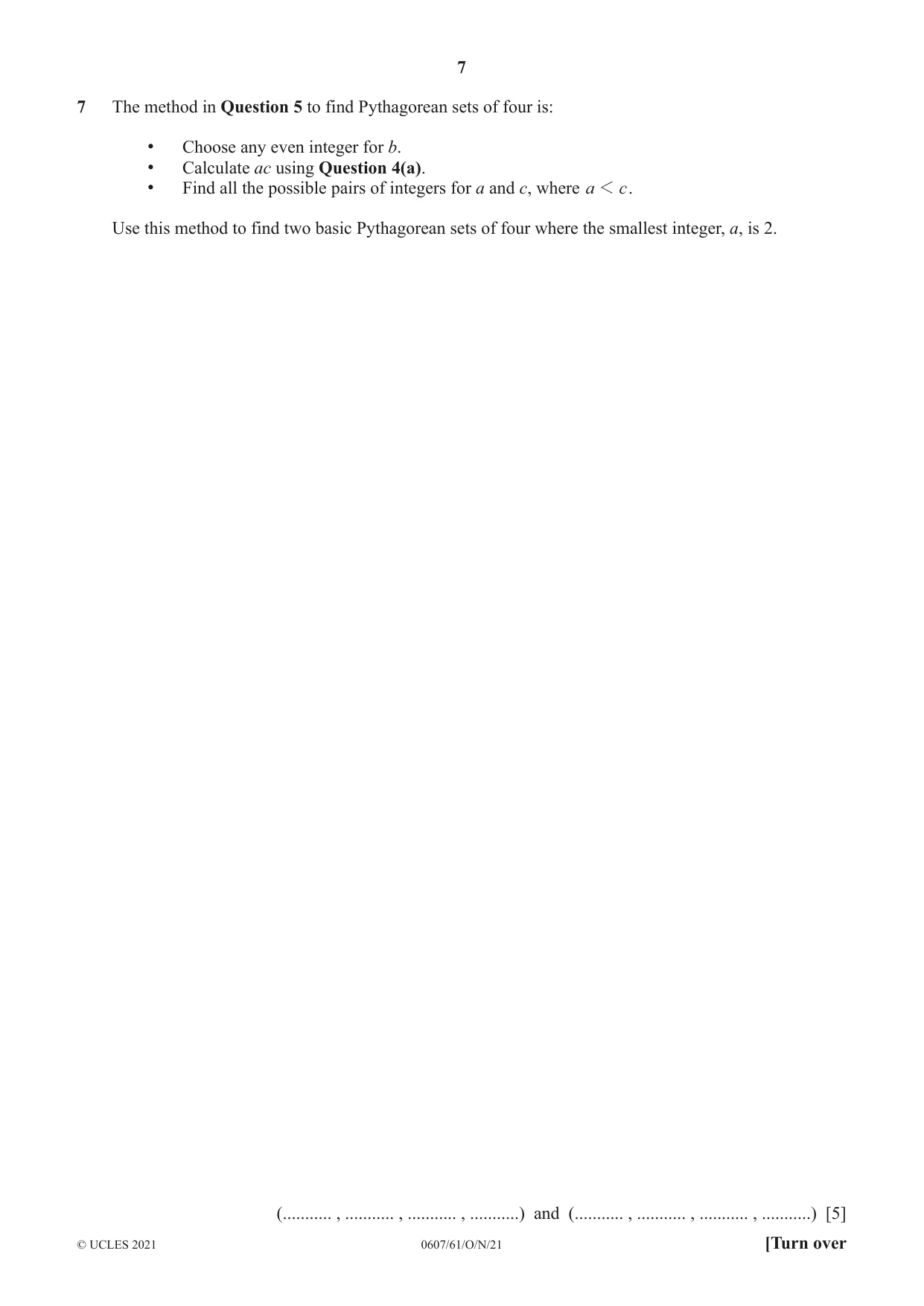 Cambridge IGCSE Mathematics - International 0607 2021 Oct/Nov Paper 6 · Variant 1 question paper, page 7 of 12