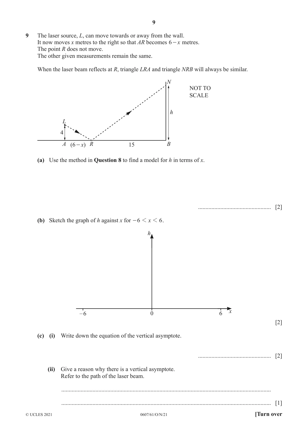 Cambridge IGCSE Mathematics - International 0607 2021 Oct/Nov Paper 6 · Variant 1 question paper, page 9 of 12