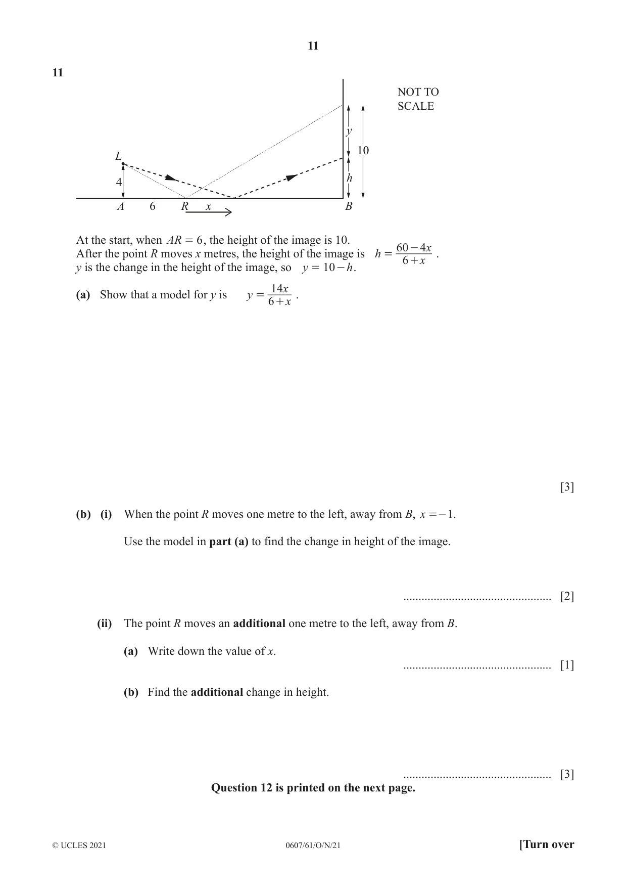 Cambridge IGCSE Mathematics - International 0607 2021 Oct/Nov Paper 6 · Variant 1 question paper, page 11 of 12