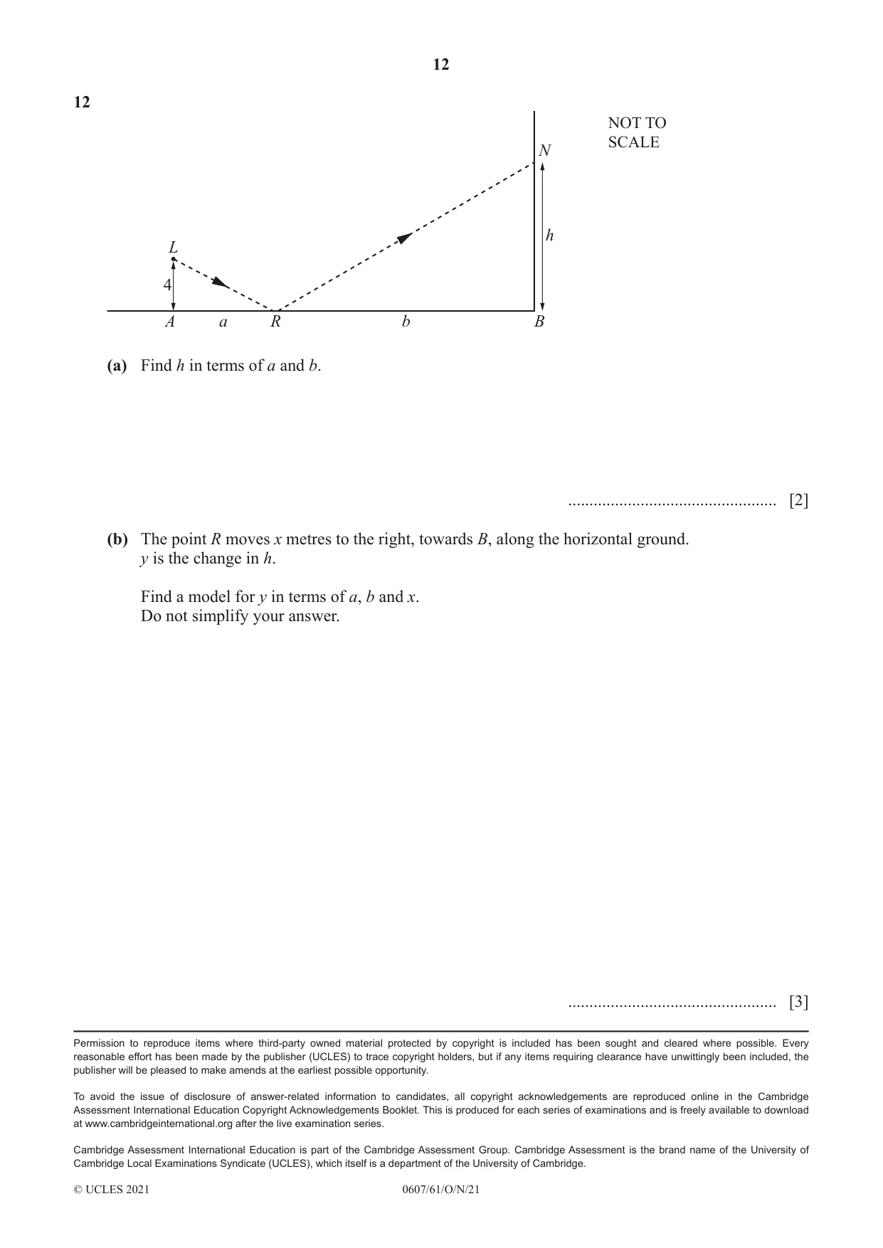 Cambridge IGCSE Mathematics - International 0607 2021 Oct/Nov Paper 6 · Variant 1 question paper, page 12 of 12