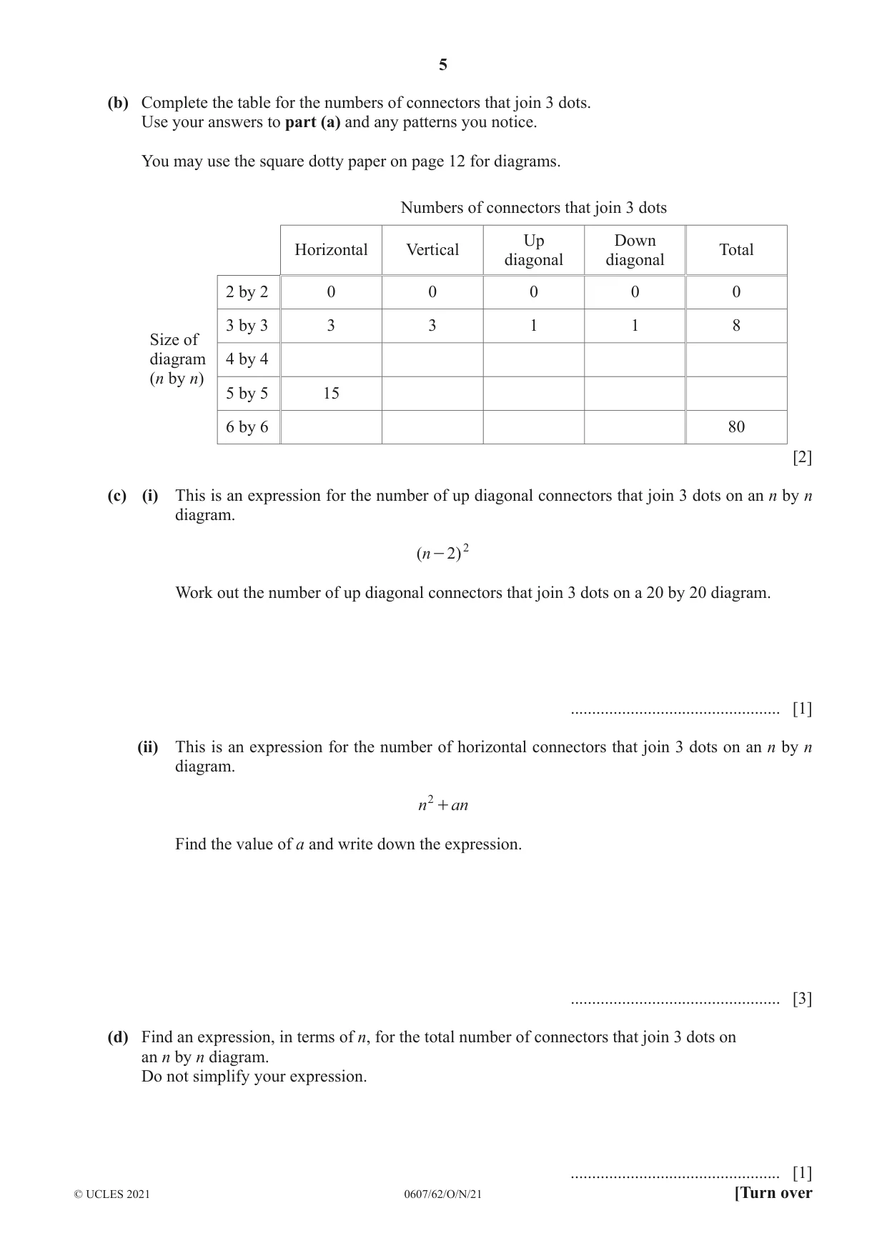 Cambridge IGCSE Mathematics - International 0607 2021 Oct/Nov Paper 6 · Variant 2 question paper, page 5 of 12