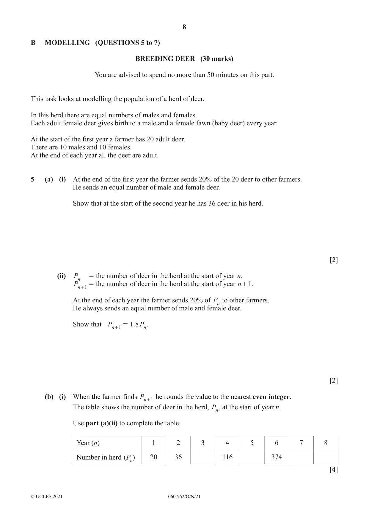 Cambridge IGCSE Mathematics - International 0607 2021 Oct/Nov Paper 6 · Variant 2 question paper, page 8 of 12