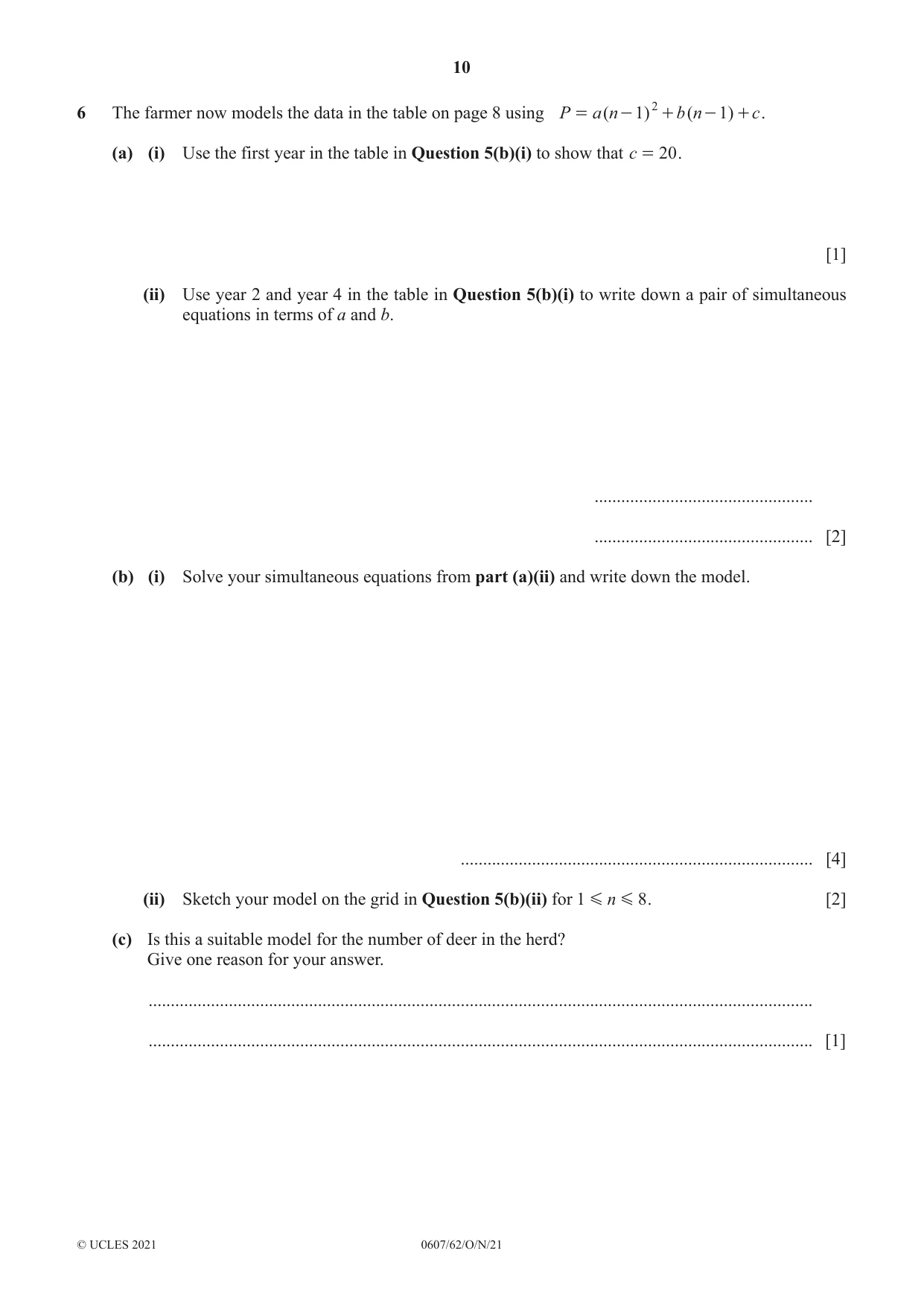 Cambridge IGCSE Mathematics - International 0607 2021 Oct/Nov Paper 6 · Variant 2 question paper, page 10 of 12