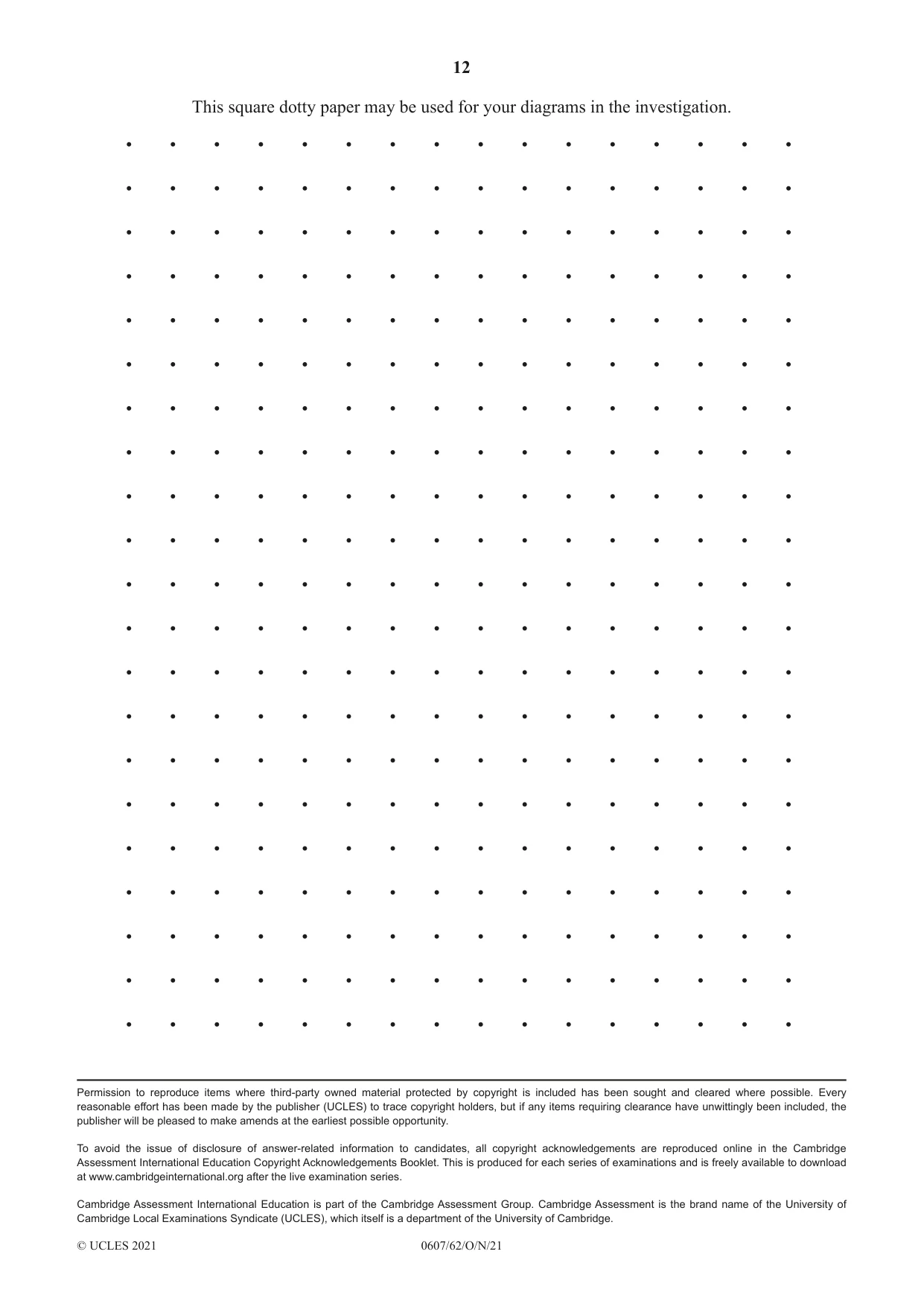 Cambridge IGCSE Mathematics - International 0607 2021 Oct/Nov Paper 6 · Variant 2 question paper, page 12 of 12