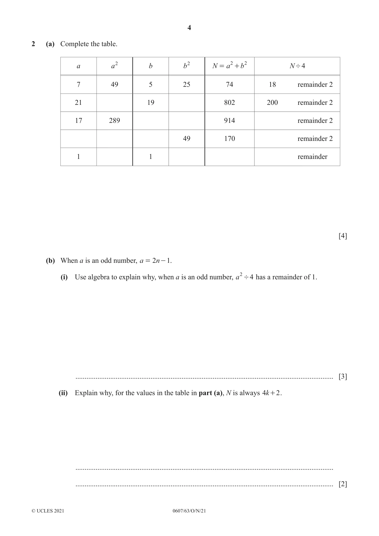 Cambridge IGCSE Mathematics - International 0607 2021 Oct/Nov Paper 6 · Variant 3 question paper, page 4 of 12