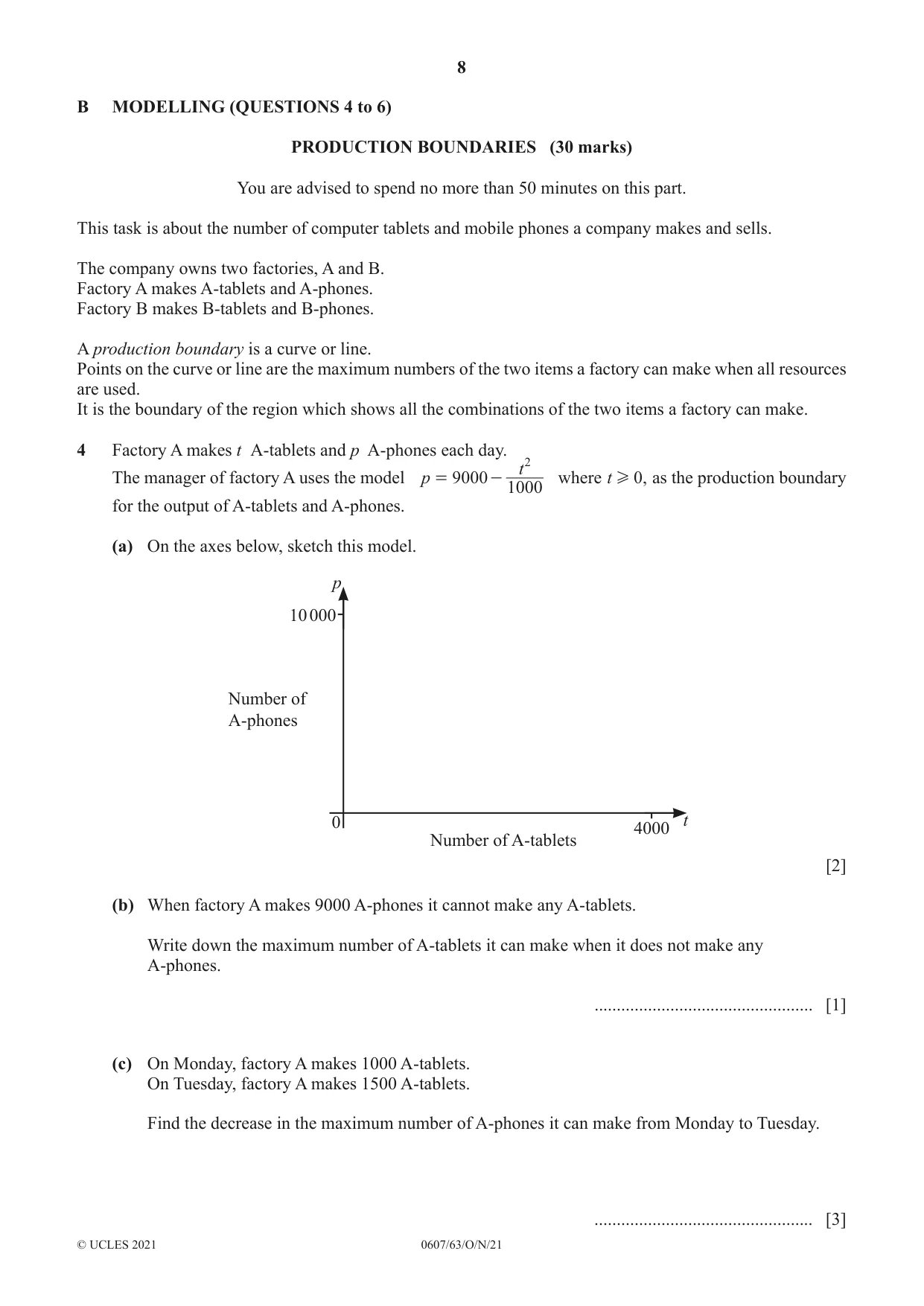 Cambridge IGCSE Mathematics - International 0607 2021 Oct/Nov Paper 6 · Variant 3 question paper, page 8 of 12