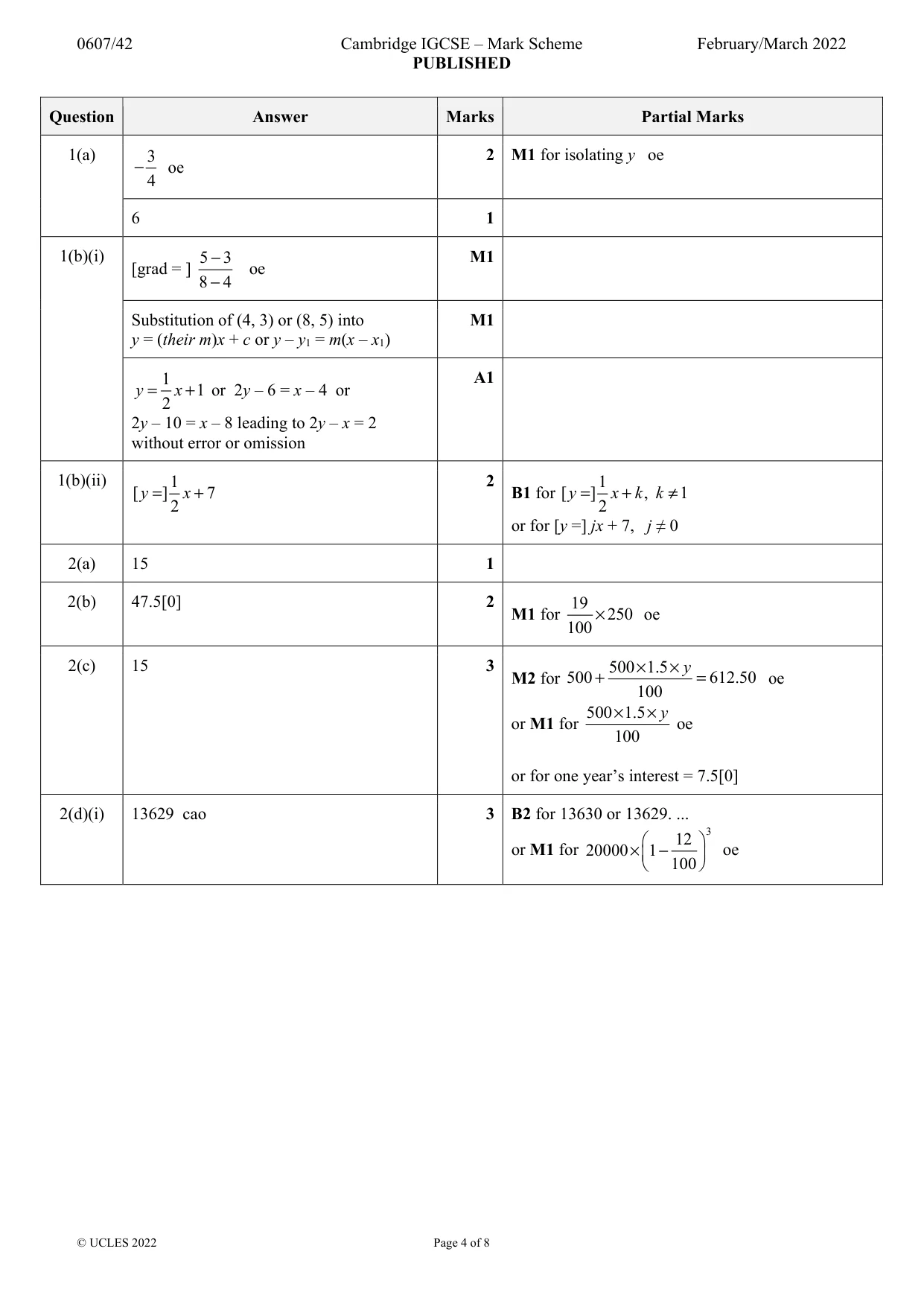 Mark scheme, page 4 of 8
