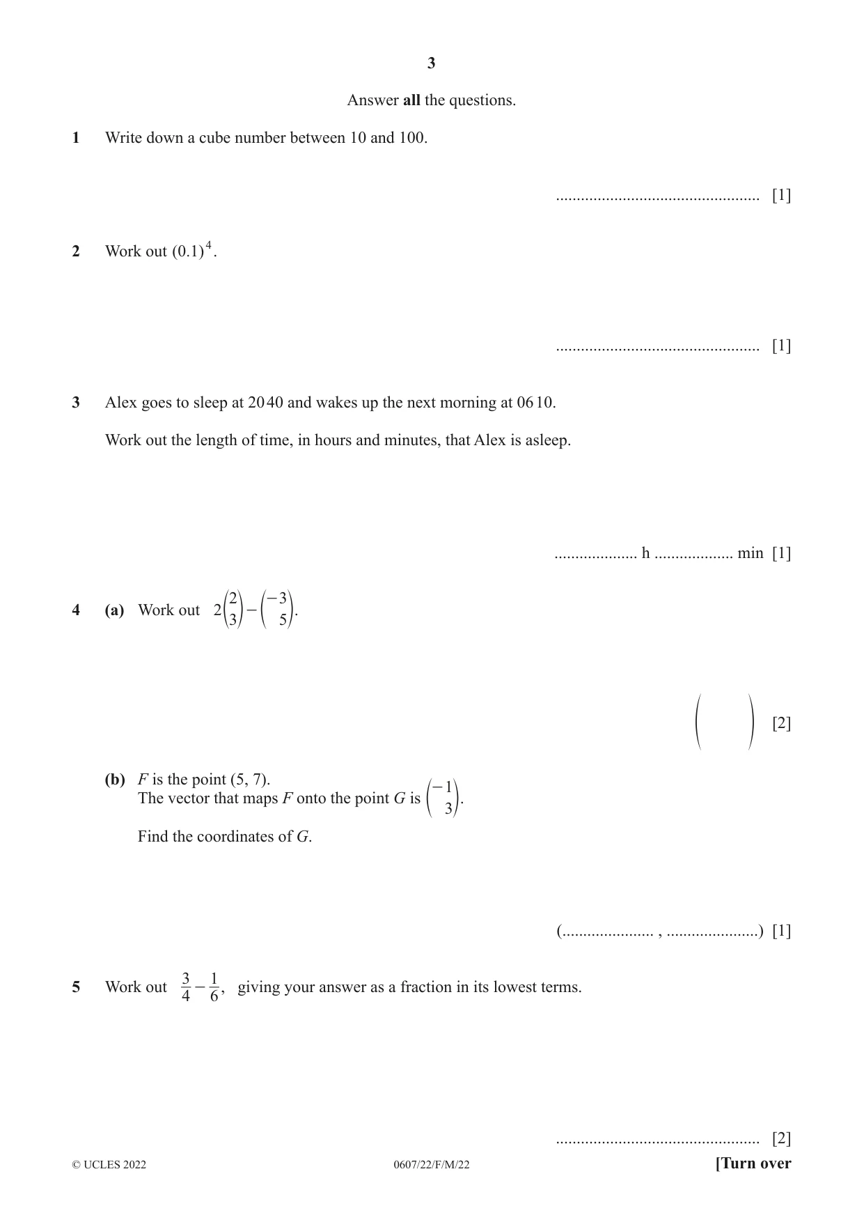 Cambridge IGCSE Mathematics - International 0607 2022 Feb/March Paper 2 · Variant 2 question paper, page 3 of 8