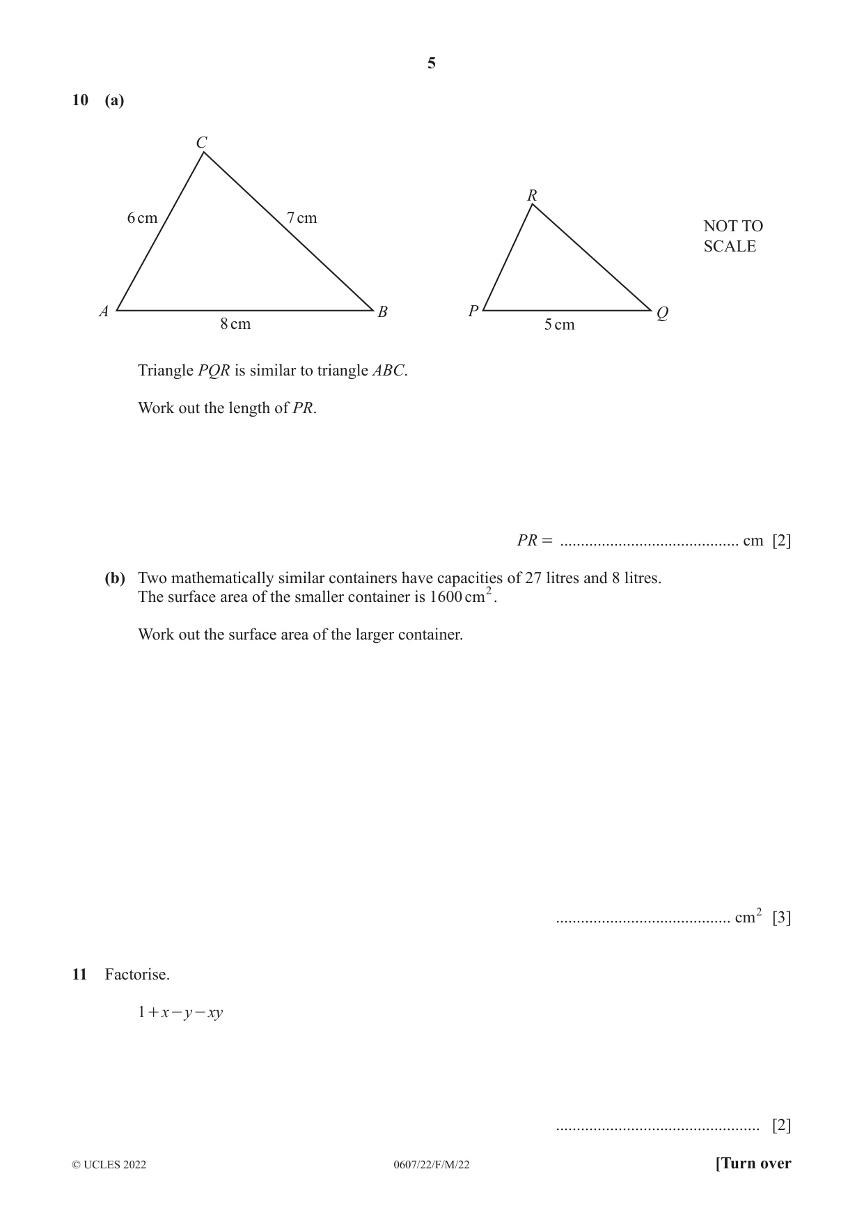 Cambridge IGCSE Mathematics - International 0607 2022 Feb/March Paper 2 · Variant 2 question paper, page 5 of 8