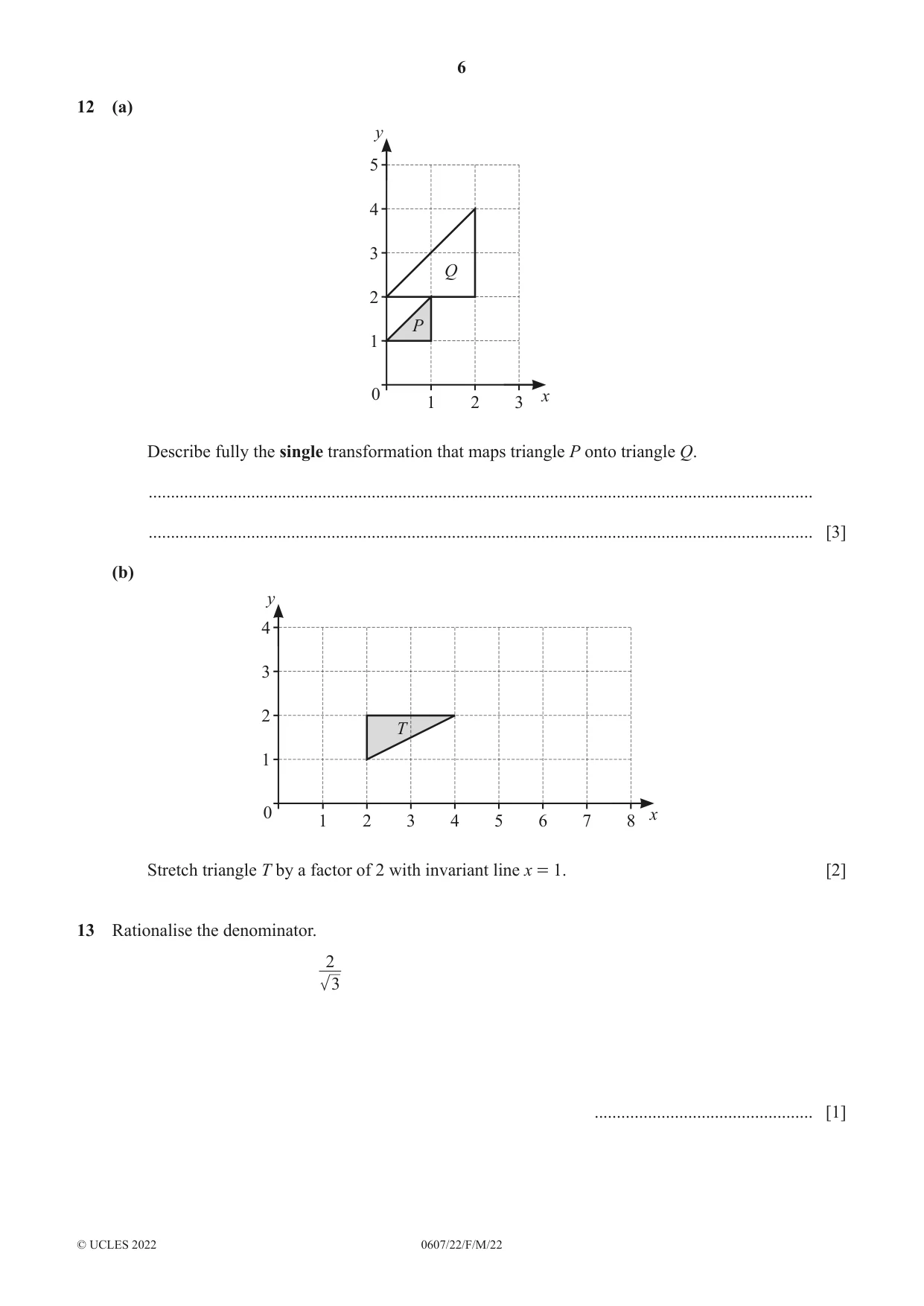 Cambridge IGCSE Mathematics - International 0607 2022 Feb/March Paper 2 · Variant 2 question paper, page 6 of 8
