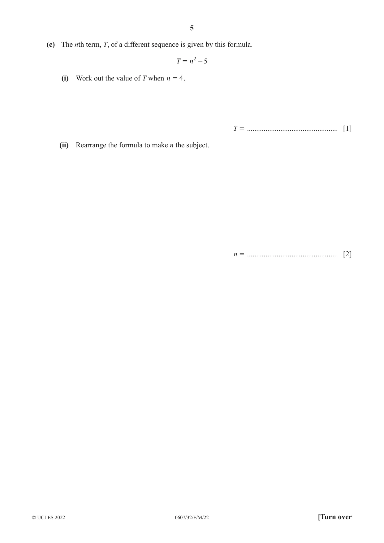 Cambridge IGCSE Mathematics - International 0607 2022 Feb/March Paper 3 · Variant 2 question paper, page 5 of 20