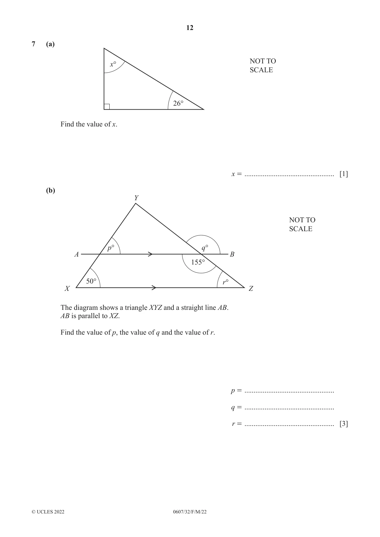 Cambridge IGCSE Mathematics - International 0607 2022 Feb/March Paper 3 · Variant 2 question paper, page 12 of 20