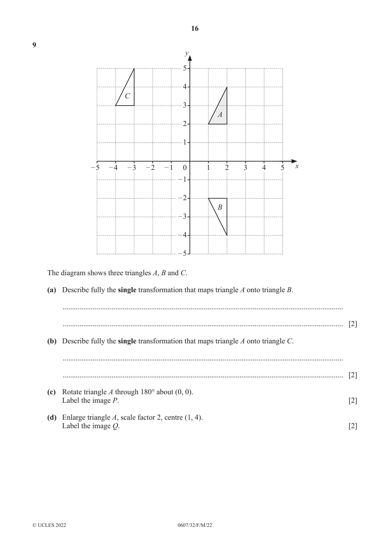 Cambridge IGCSE Mathematics - International 0607 2022 Feb/March Paper 3 · Variant 2 question paper, page 16 of 20