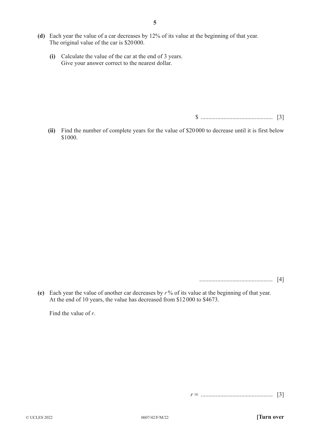 Cambridge IGCSE Mathematics - International 0607 2022 Feb/March Paper 4 · Variant 2 question paper, page 5 of 20