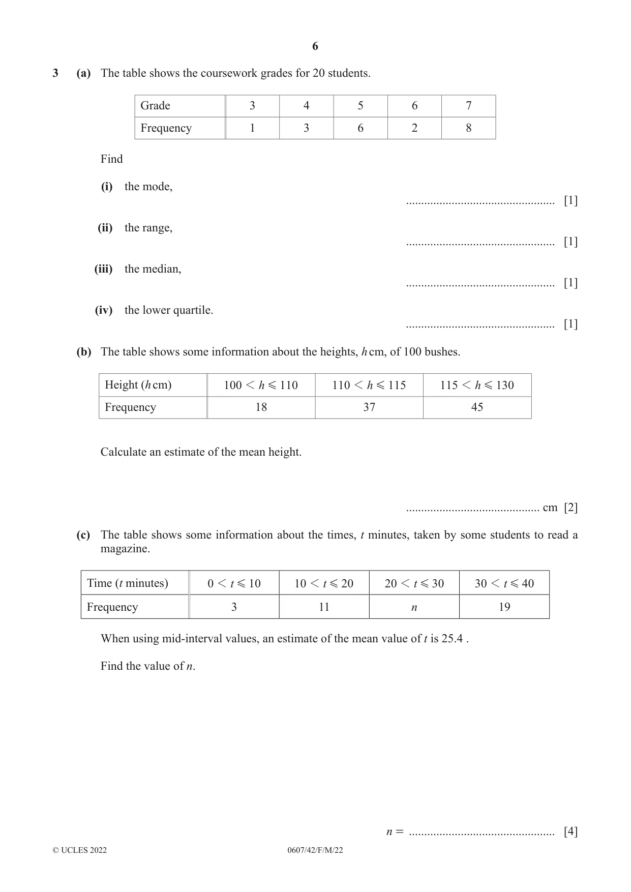 Cambridge IGCSE Mathematics - International 0607 2022 Feb/March Paper 4 · Variant 2 question paper, page 6 of 20