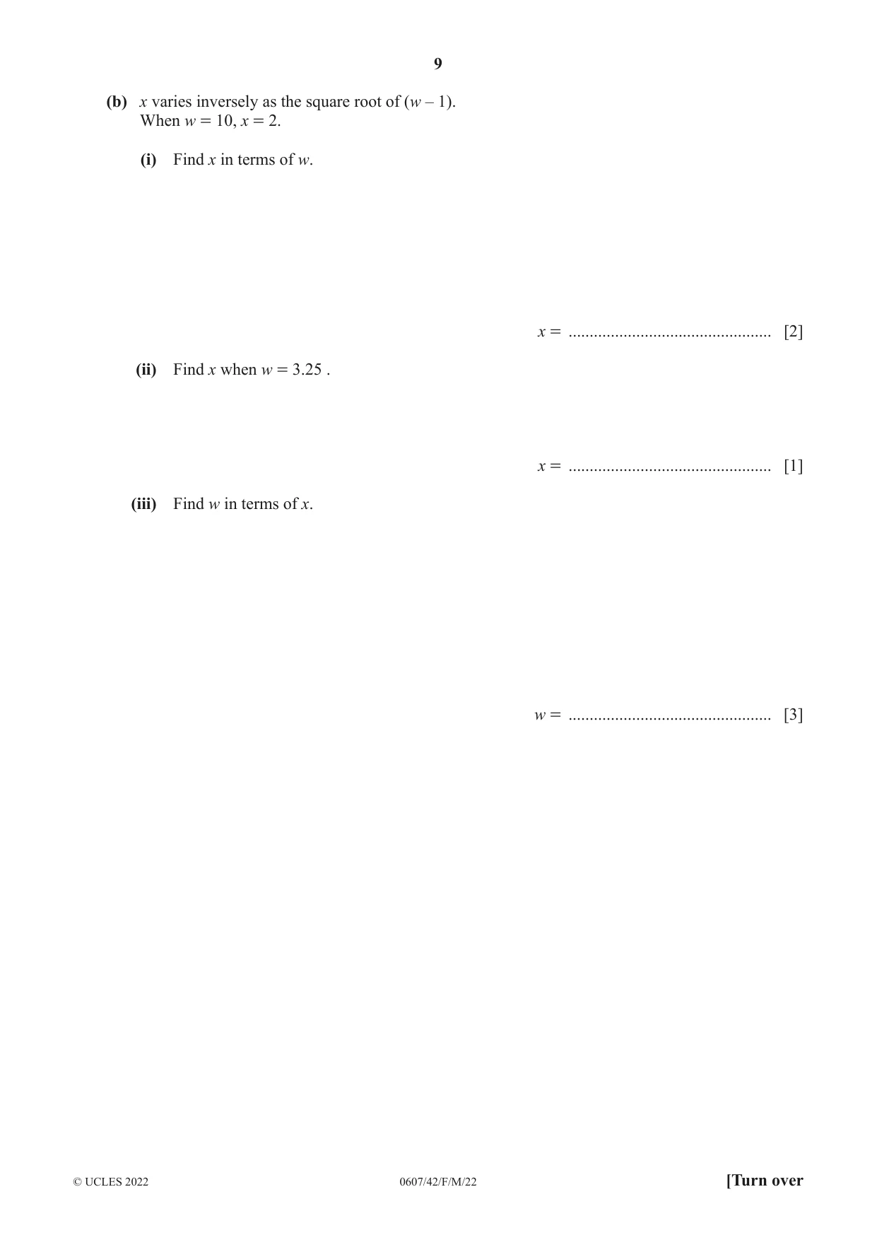 Cambridge IGCSE Mathematics - International 0607 2022 Feb/March Paper 4 · Variant 2 question paper, page 9 of 20