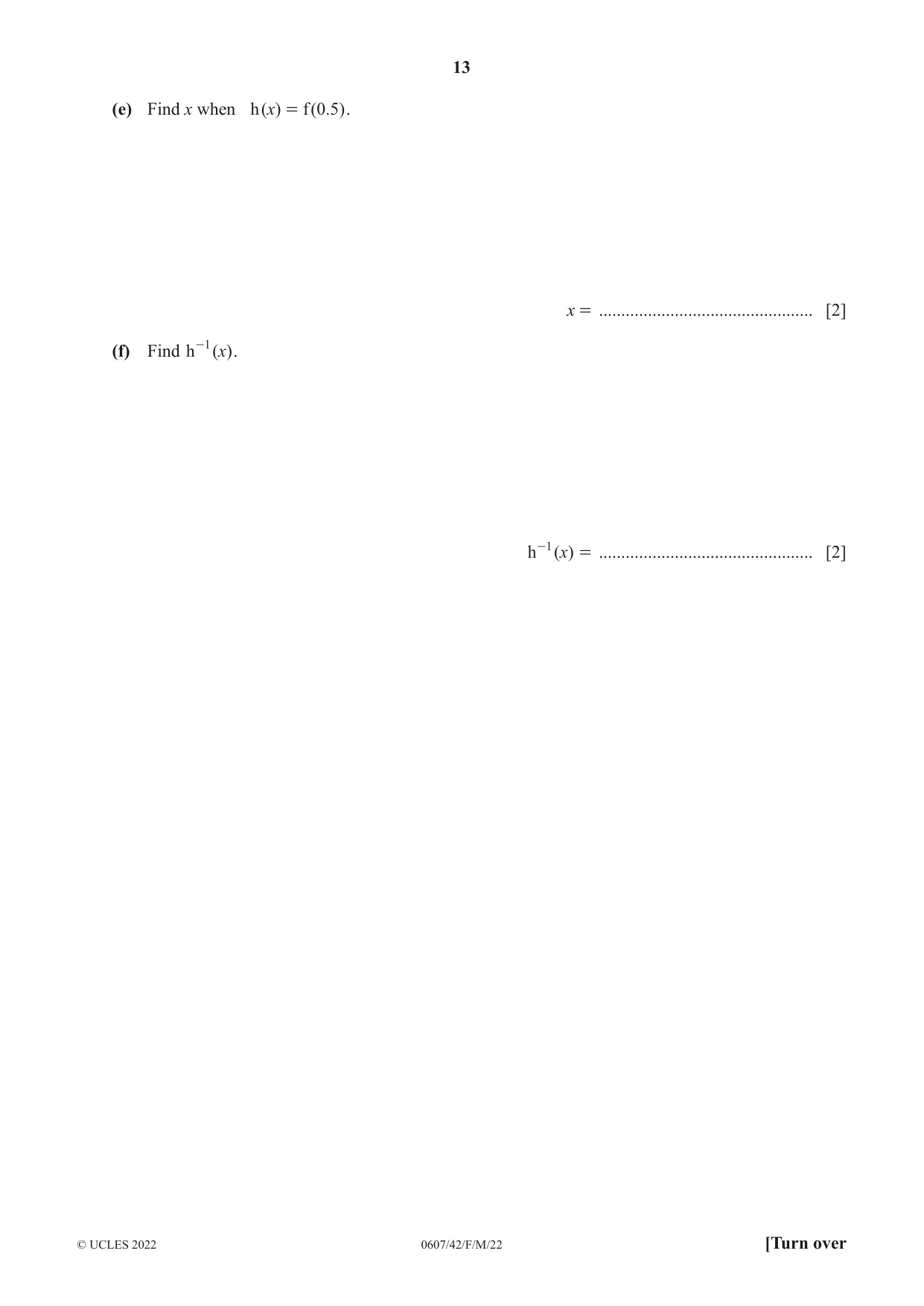 Cambridge IGCSE Mathematics - International 0607 2022 Feb/March Paper 4 · Variant 2 question paper, page 13 of 20
