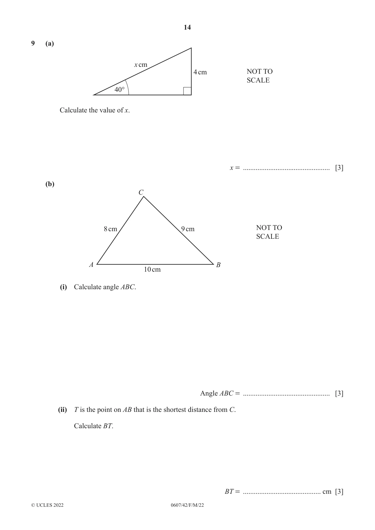 Cambridge IGCSE Mathematics - International 0607 2022 Feb/March Paper 4 · Variant 2 question paper, page 14 of 20