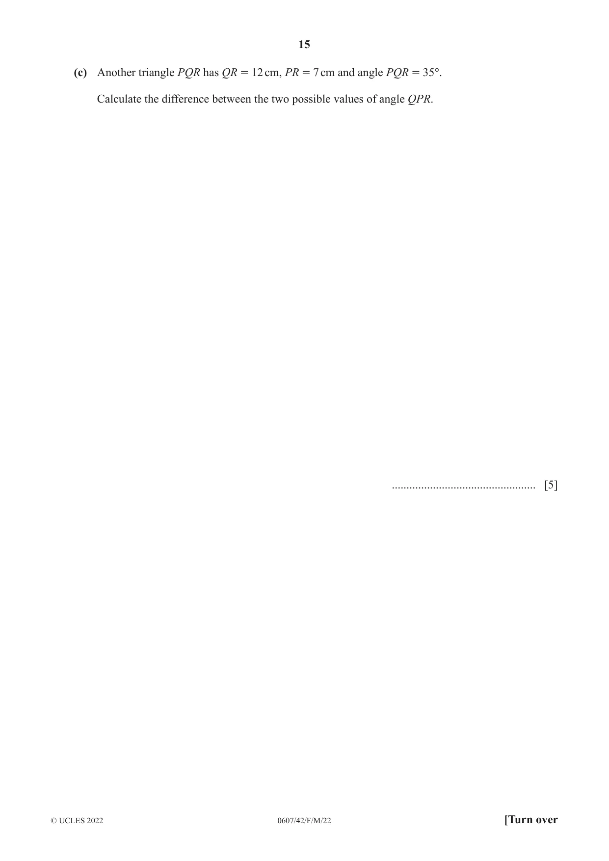 Cambridge IGCSE Mathematics - International 0607 2022 Feb/March Paper 4 · Variant 2 question paper, page 15 of 20