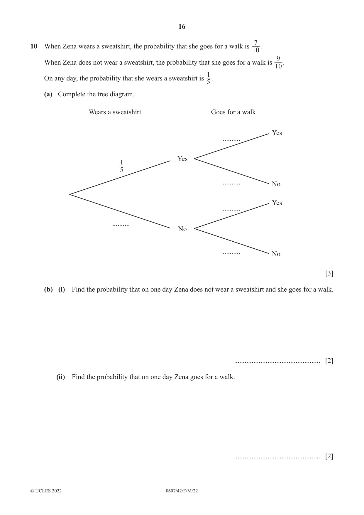 Cambridge IGCSE Mathematics - International 0607 2022 Feb/March Paper 4 · Variant 2 question paper, page 16 of 20