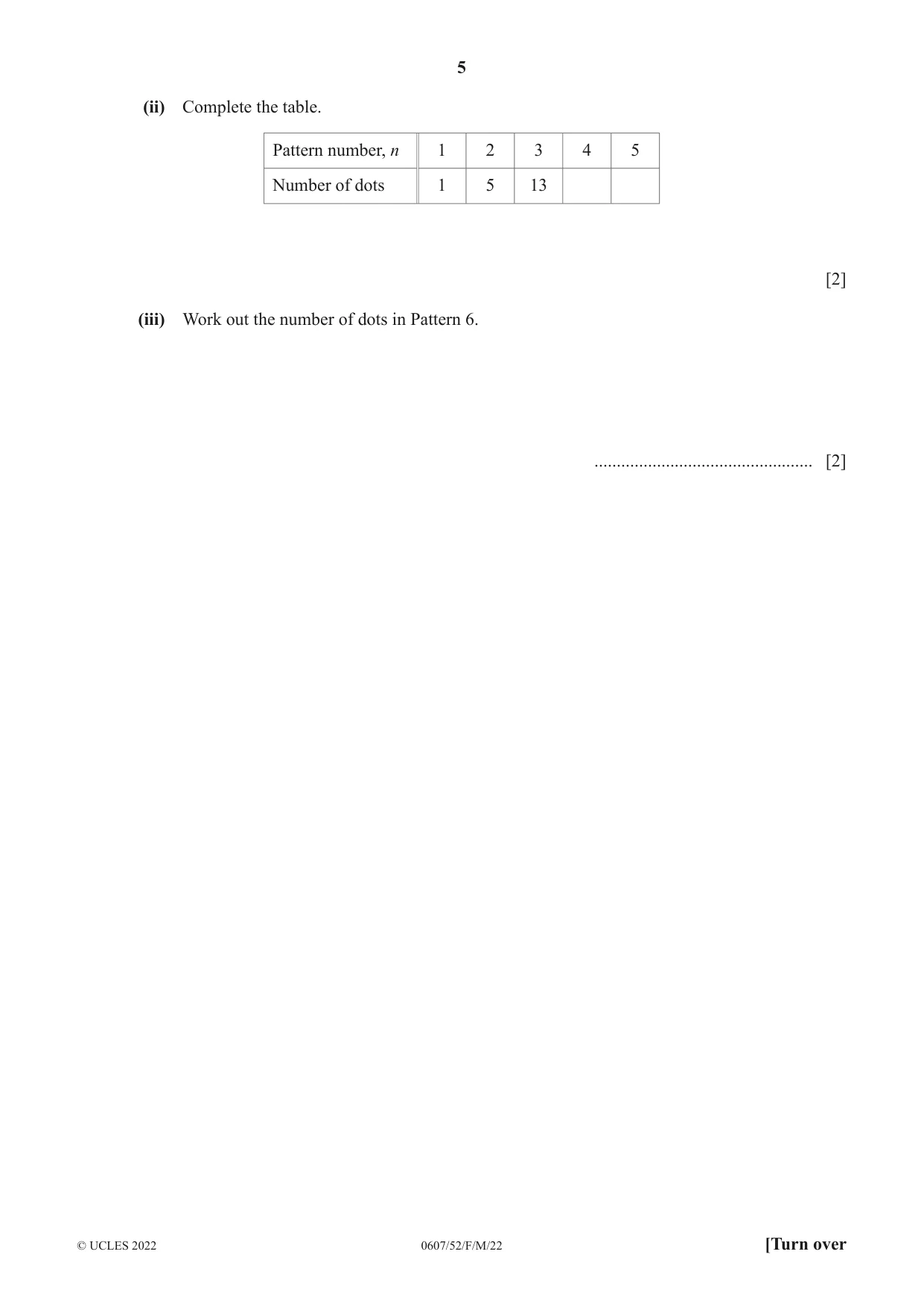 Cambridge IGCSE Mathematics - International 0607 2022 Feb/March Paper 5 · Variant 2 question paper, page 5 of 12