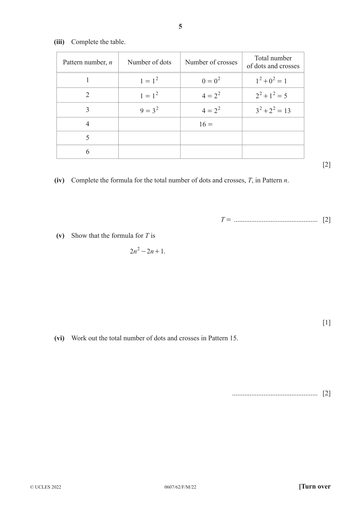 Cambridge IGCSE Mathematics - International 0607 2022 Feb/March Paper 6 · Variant 2 question paper, page 5 of 20