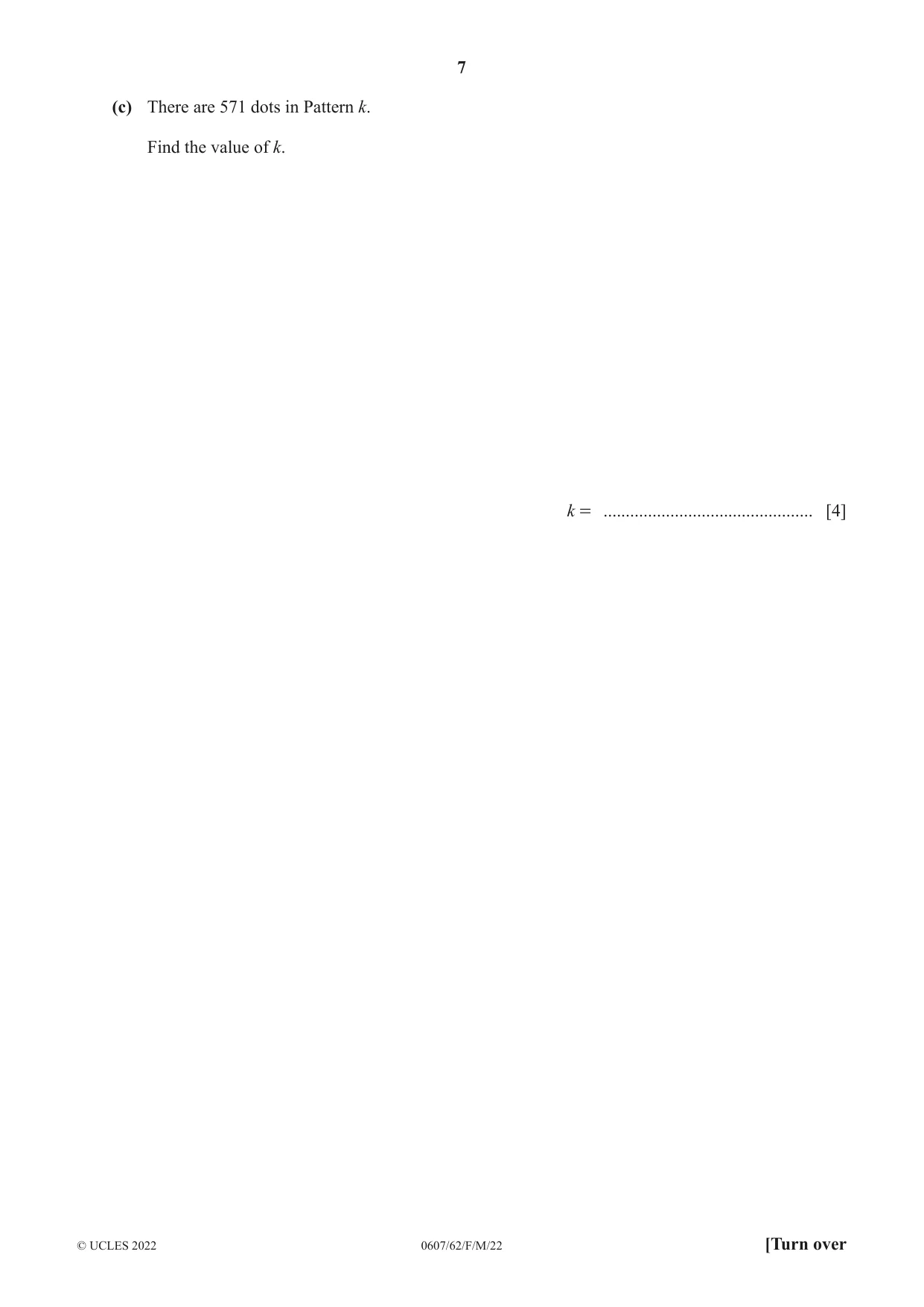 Cambridge IGCSE Mathematics - International 0607 2022 Feb/March Paper 6 · Variant 2 question paper, page 7 of 20